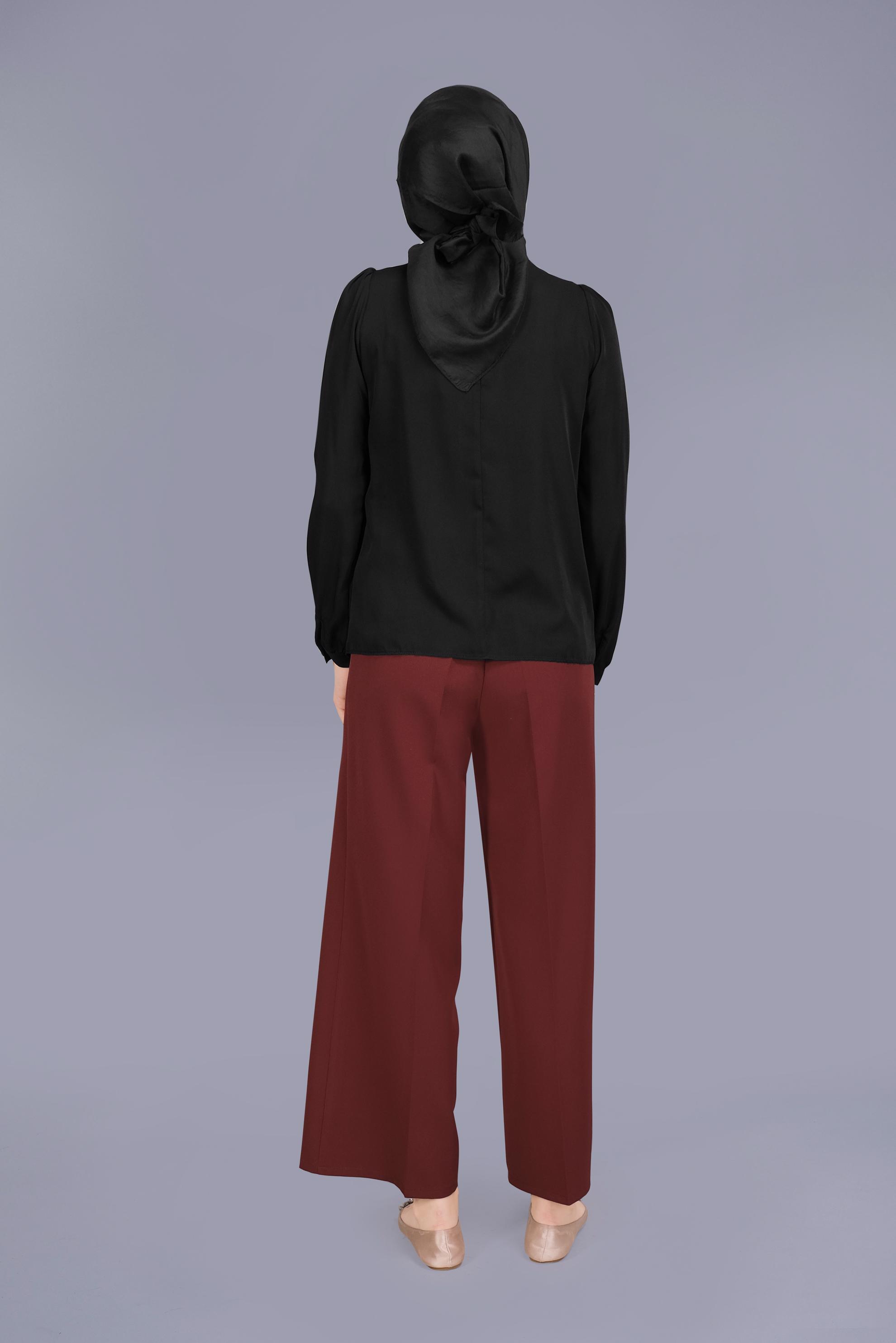 Tesettür giyim BORDO GENİŞ PAÇA PANTOLON 7598 