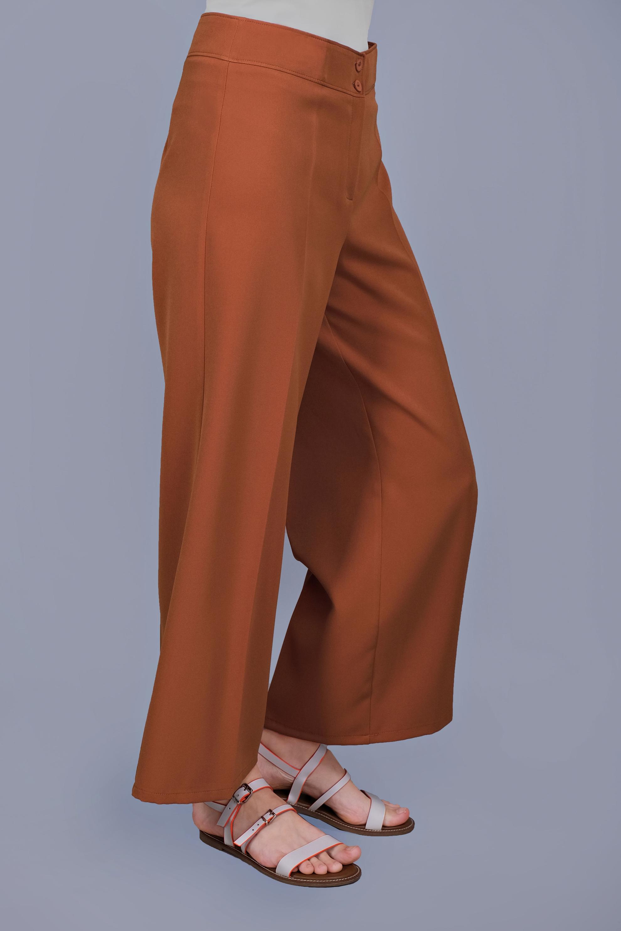 Tesettür giyim TURUNCU GENİŞ PAÇA PANTOLON 7598 