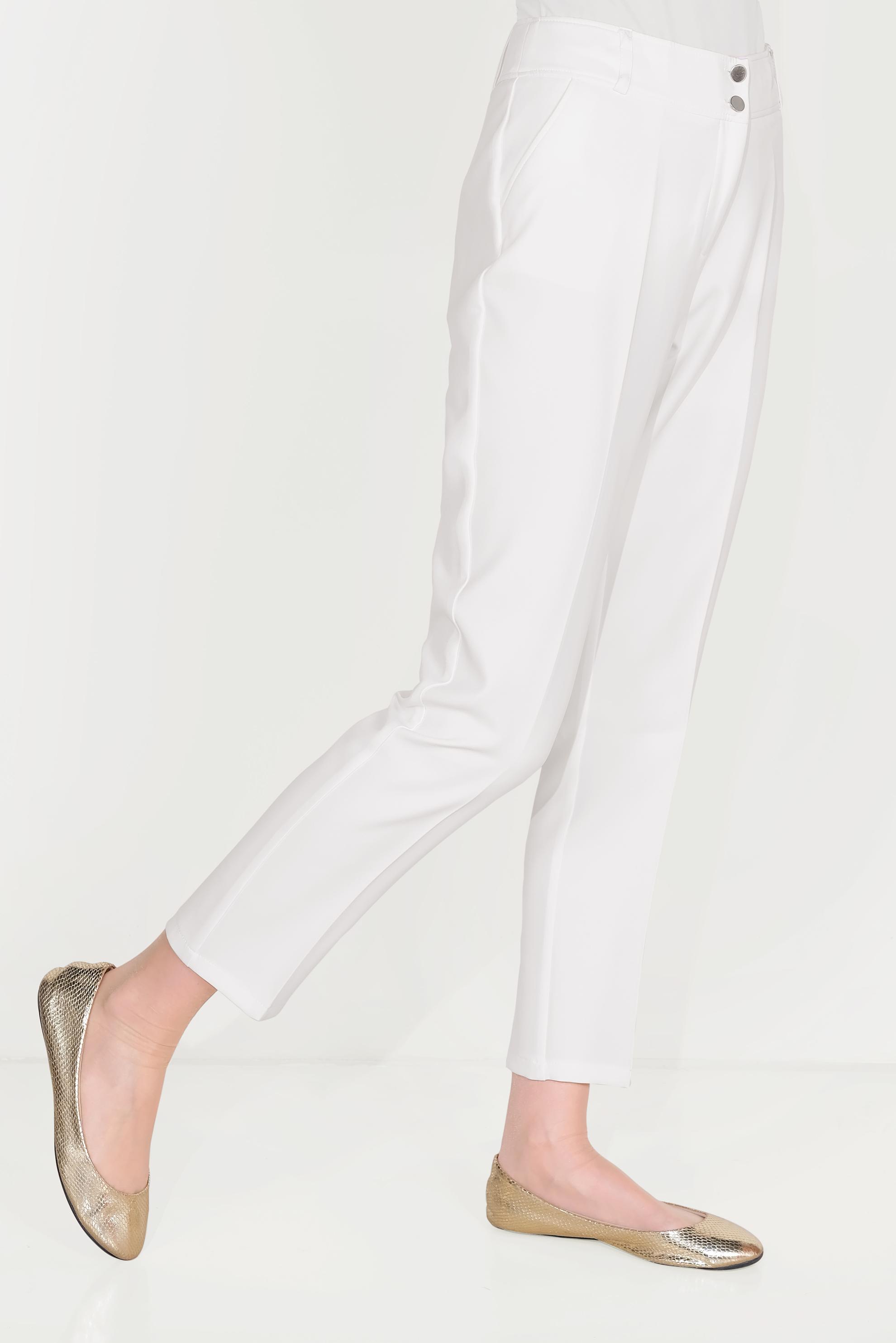 Tesettür giyim BEYAZ ARA BEL CEPLİ  PANTOLON 7605 