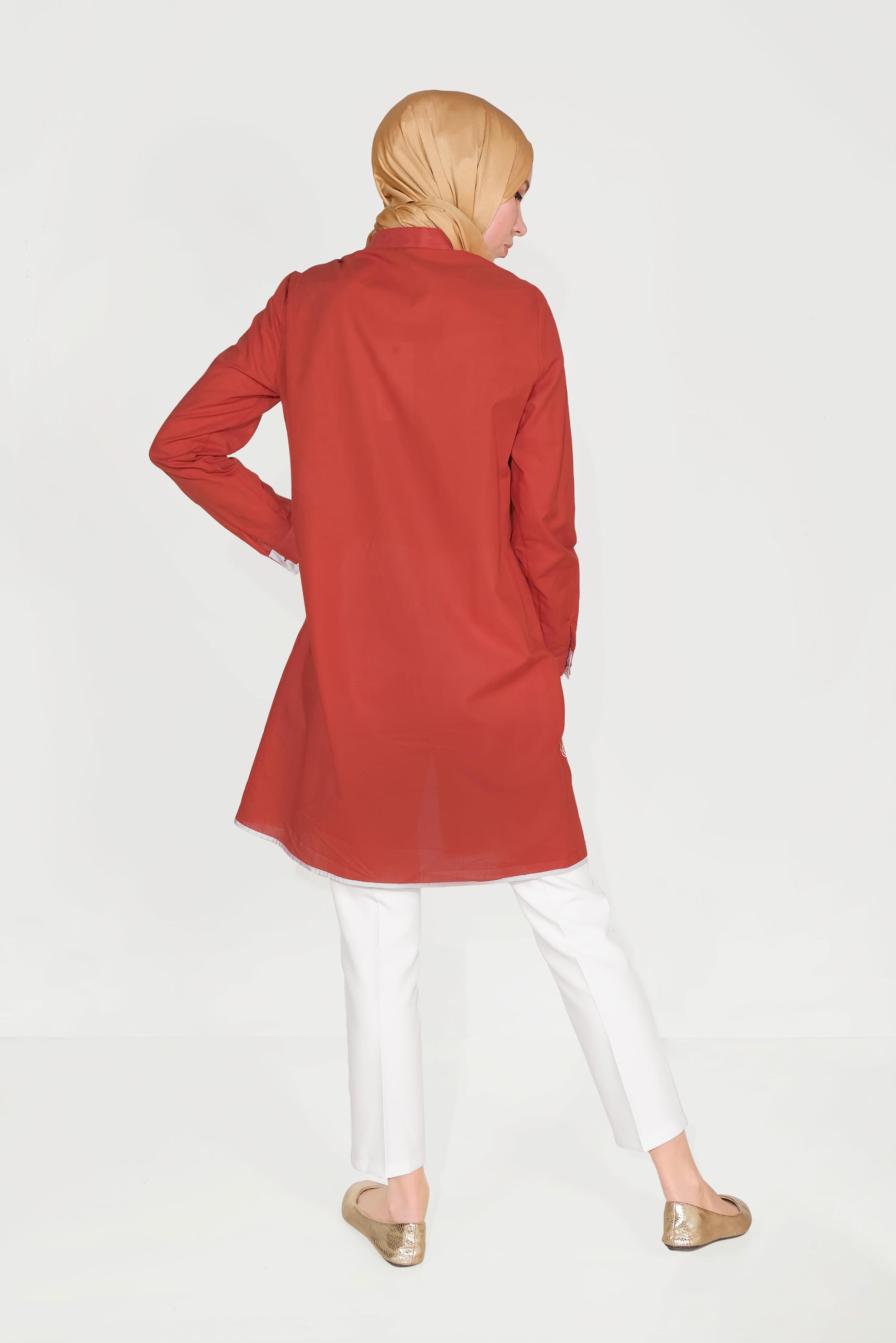 Tesettür giyim BEYAZ ARA BEL CEPLİ  PANTOLON 7605 