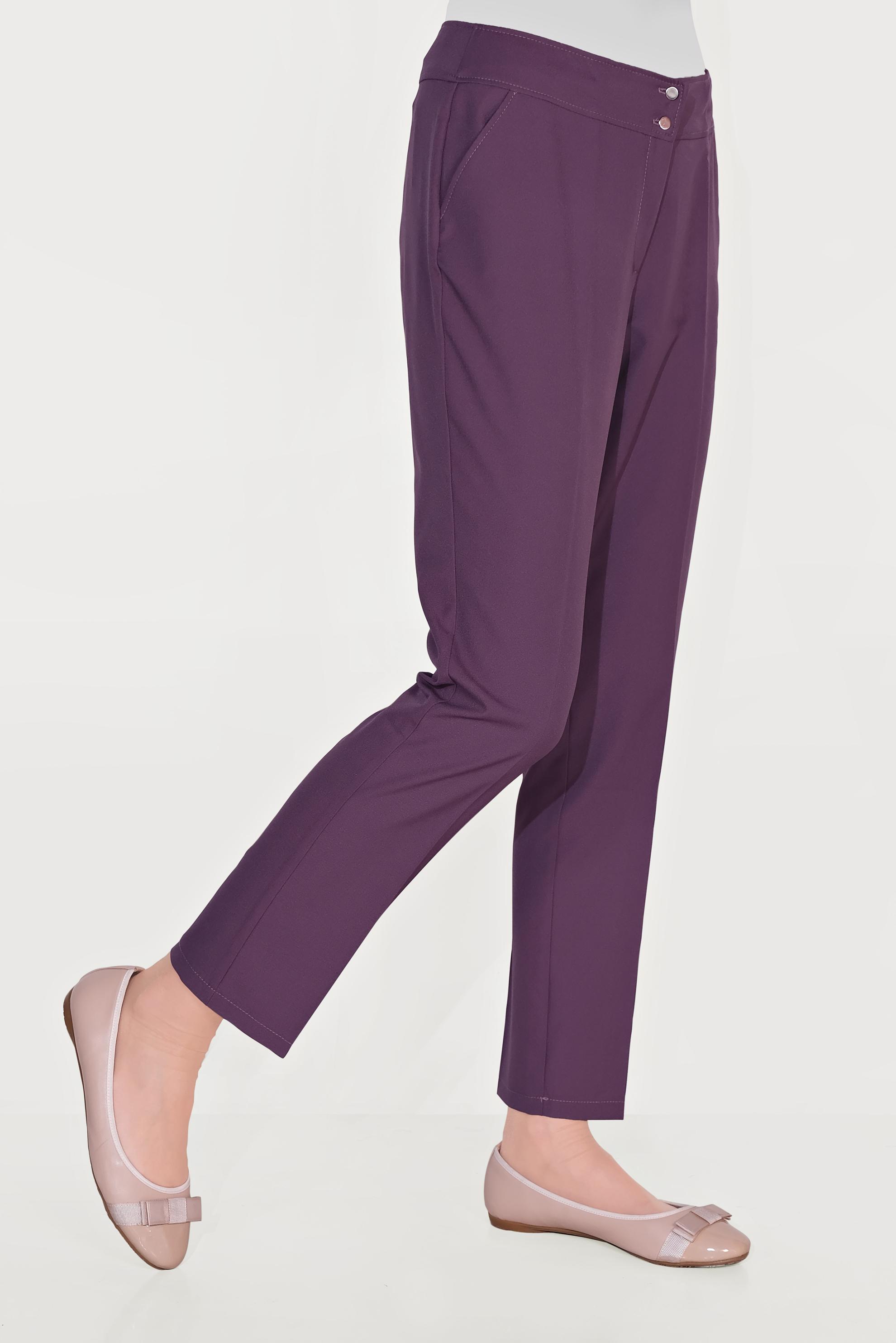 Tesettür giyim MOR ARA BEL CEPLİ  PANTOLON 7605 