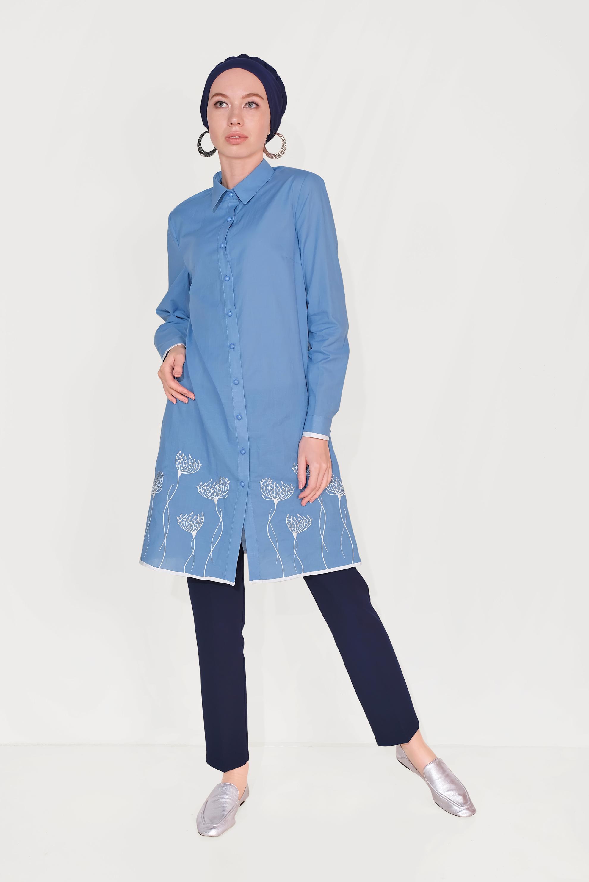 Tesettür giyim LACİVERT ARA BEL CEPLİ  PANTOLON 7605 