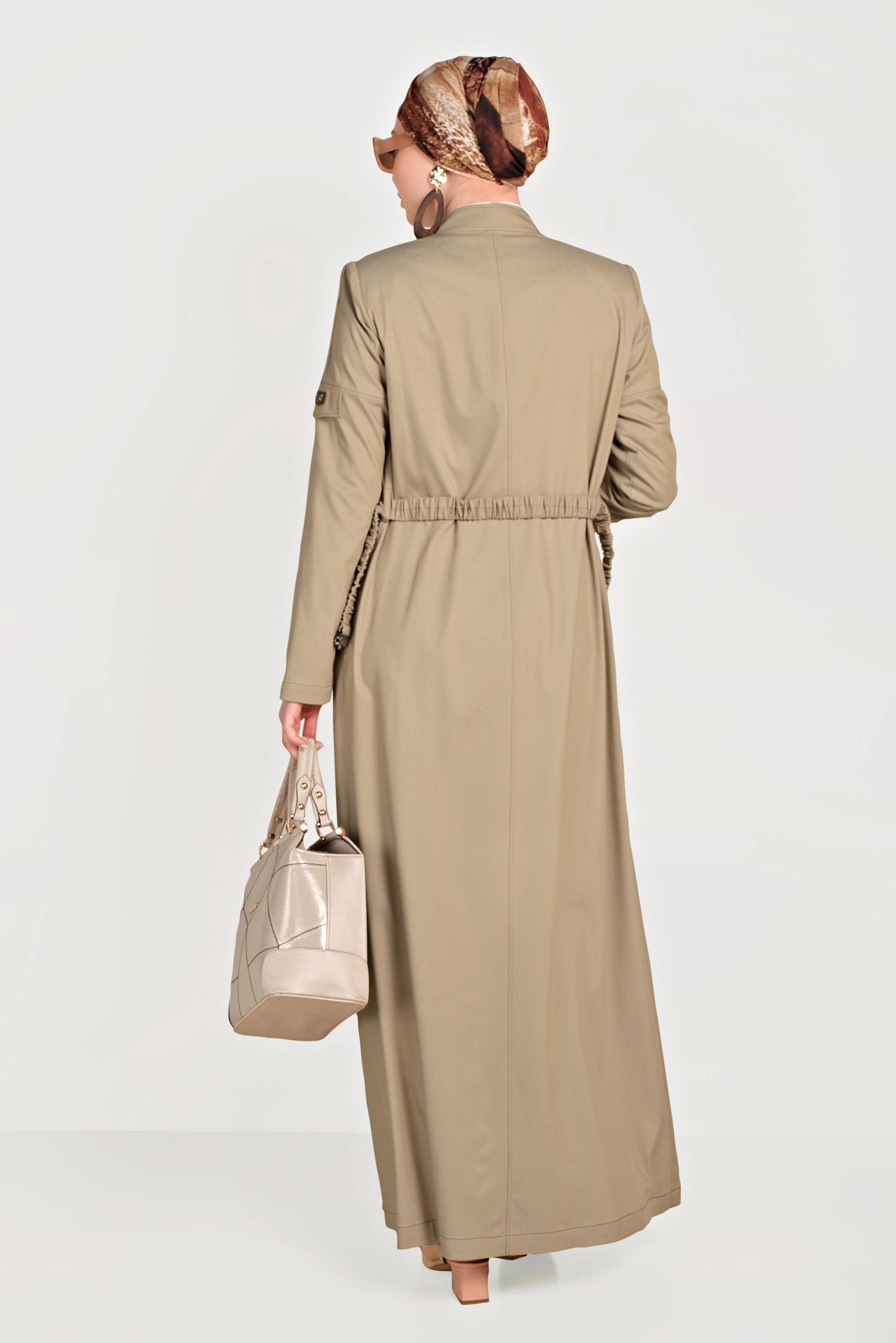 Tesettür giyim KAHVE BELDEN BÜZGÜLÜ PARDESÜ 10157