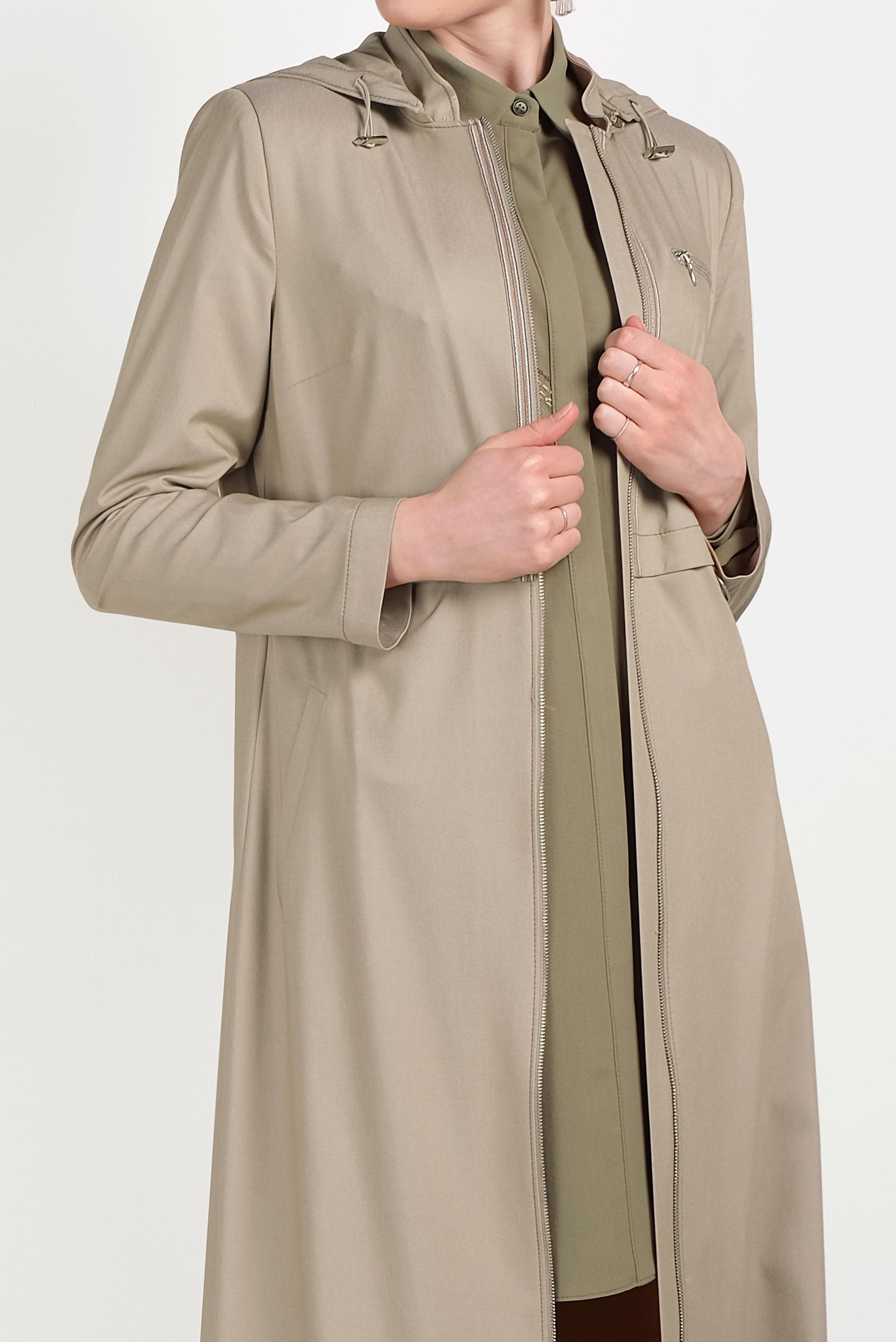 Tesettür giyim KAHVE KAPÜŞONLU FERMUARLI SPOR PARDESÜ 10158