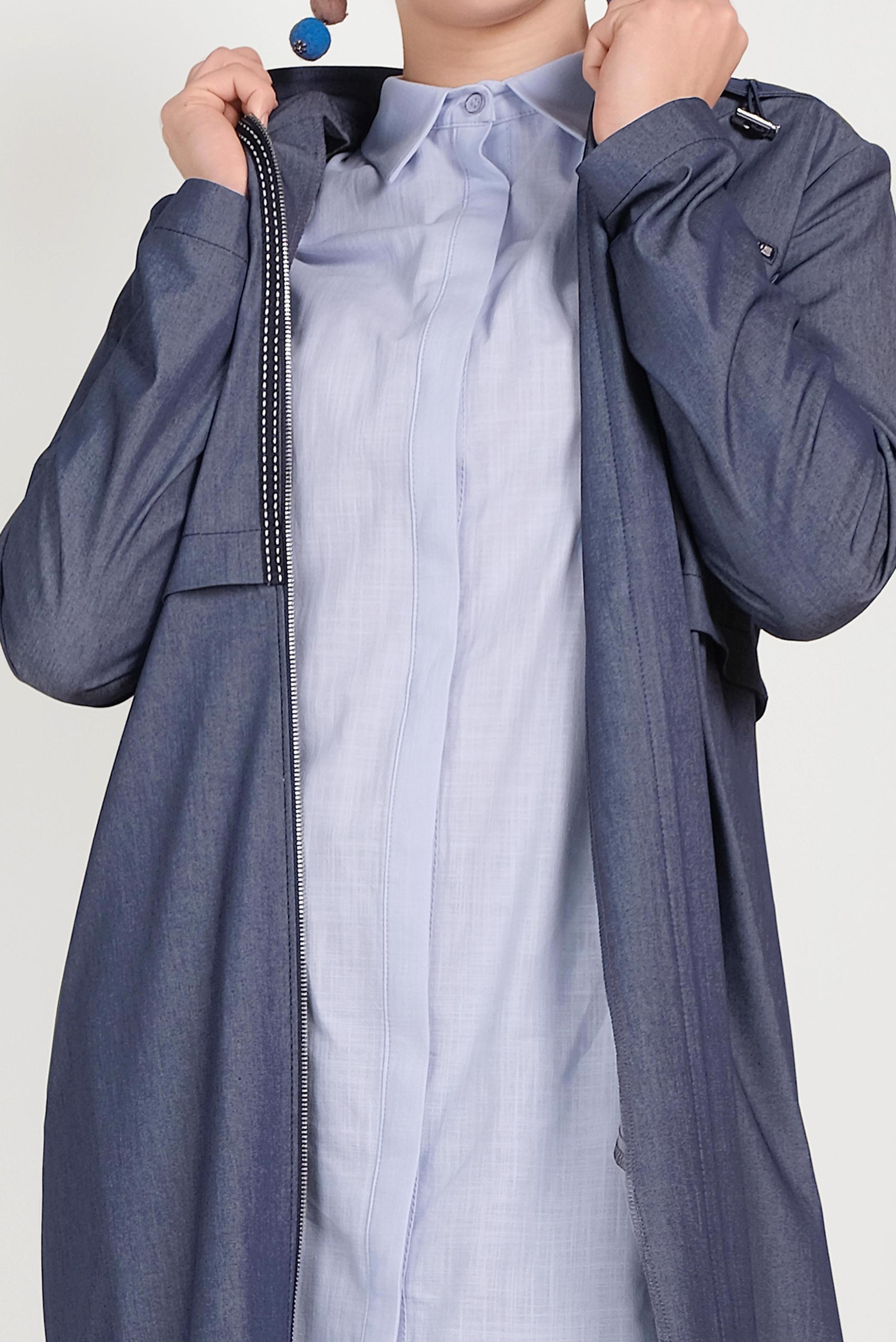 Tesettür giyim LACİVERT KAPÜŞONLU FERMUARLI SPOR PARDESÜ 10158