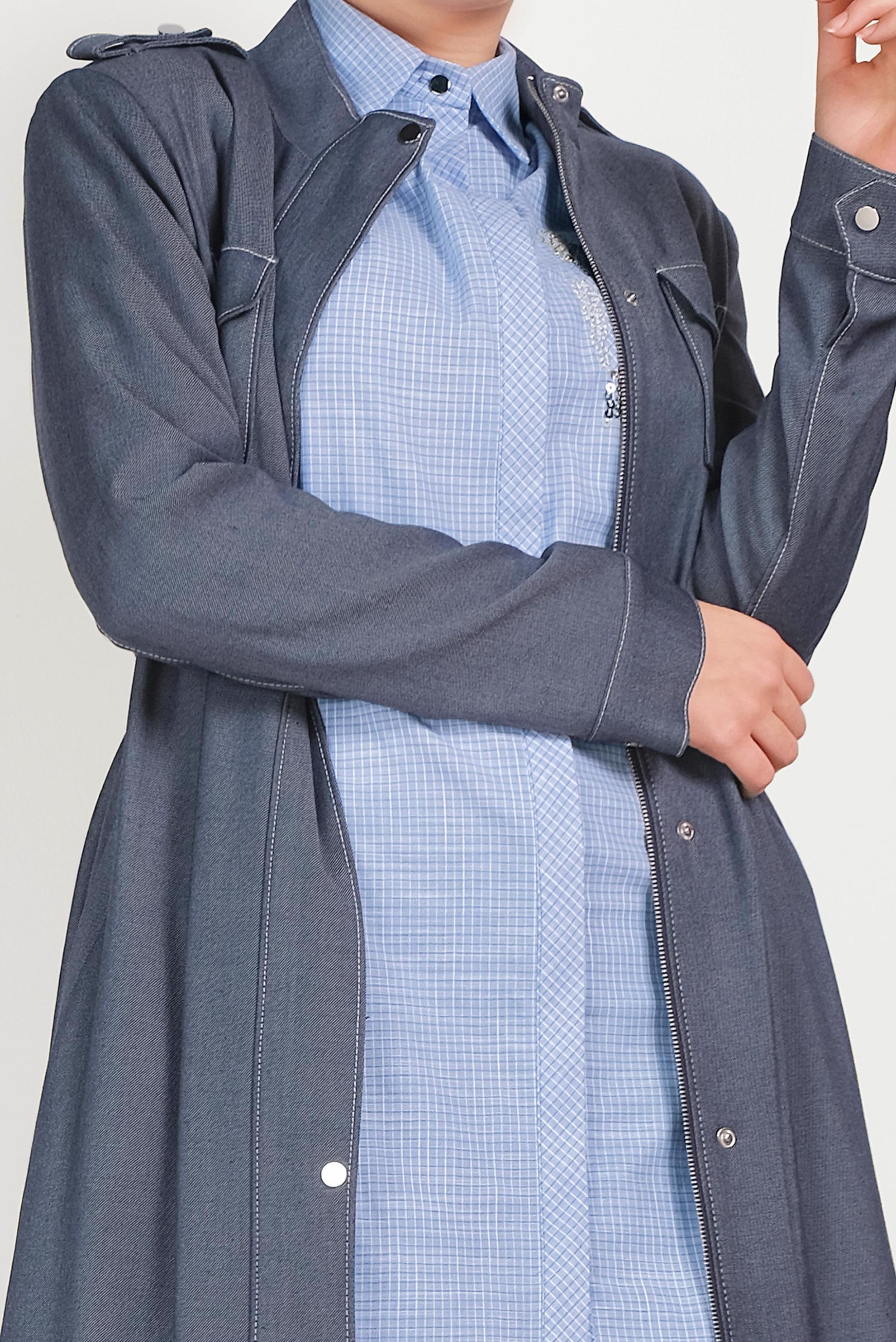 Tesettür giyim LACİVERT KAPÜŞONLU FERMUARLI ÇITÇITLI PARDESÜ 10159