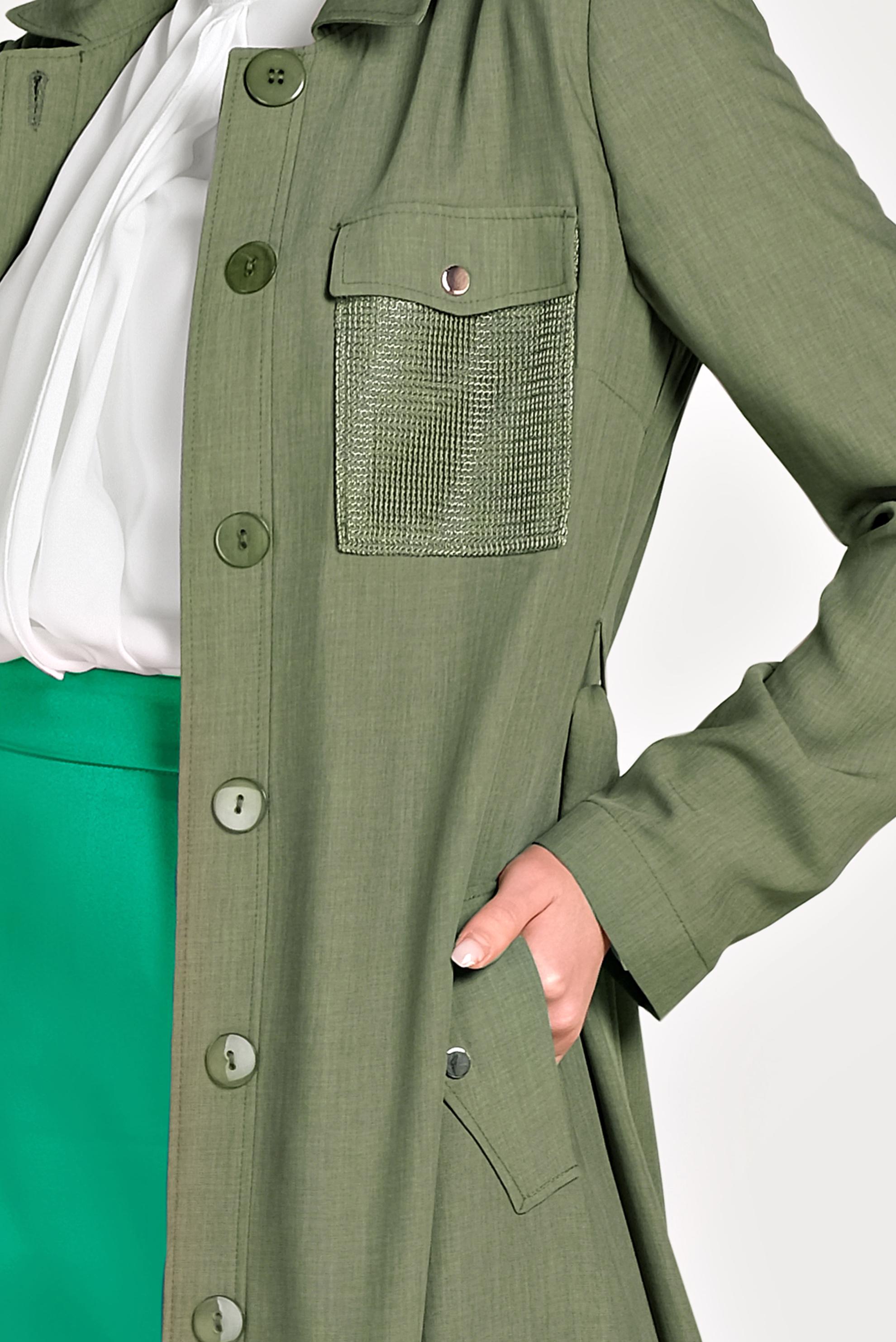 Hijab clothing KHAKI FISHNET DETAILED BUTTONED COAT 10162