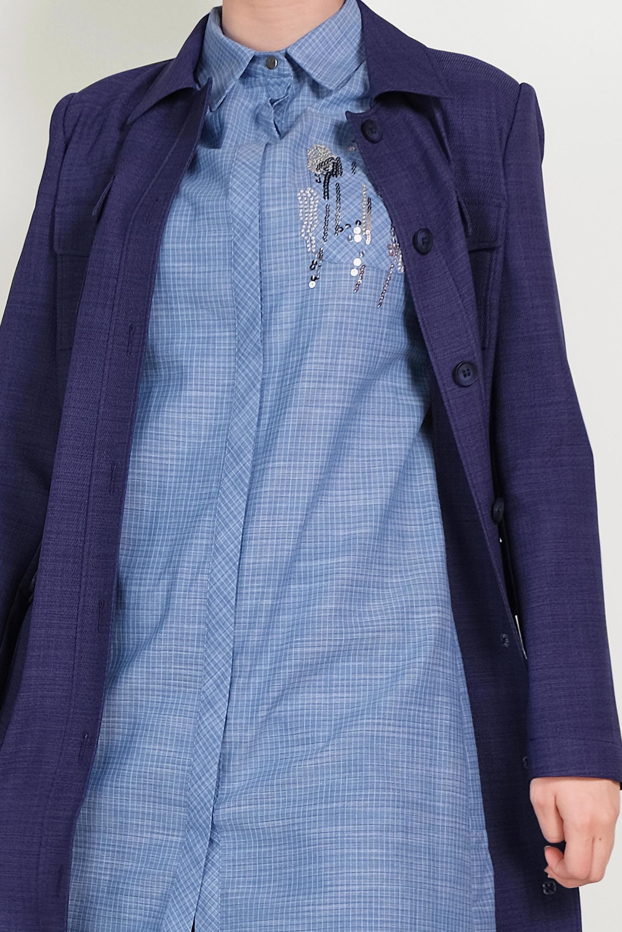 Tesettür giyim LACİVERT KUŞAKLI DÜĞMELİ PARDESÜ 10163