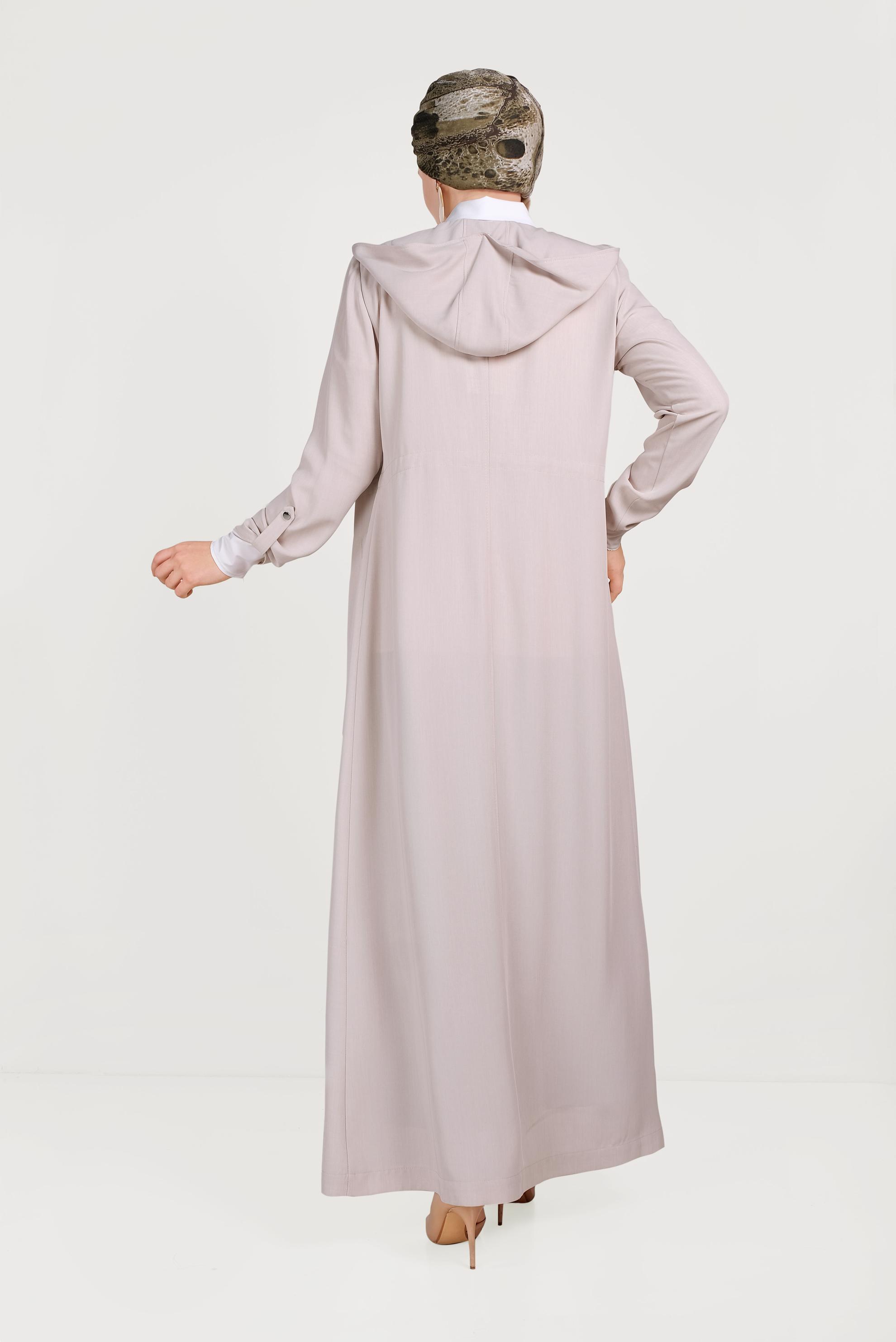 Tesettür giyim BEJ BELİ BAĞCIKLI PARDESÜ 10167