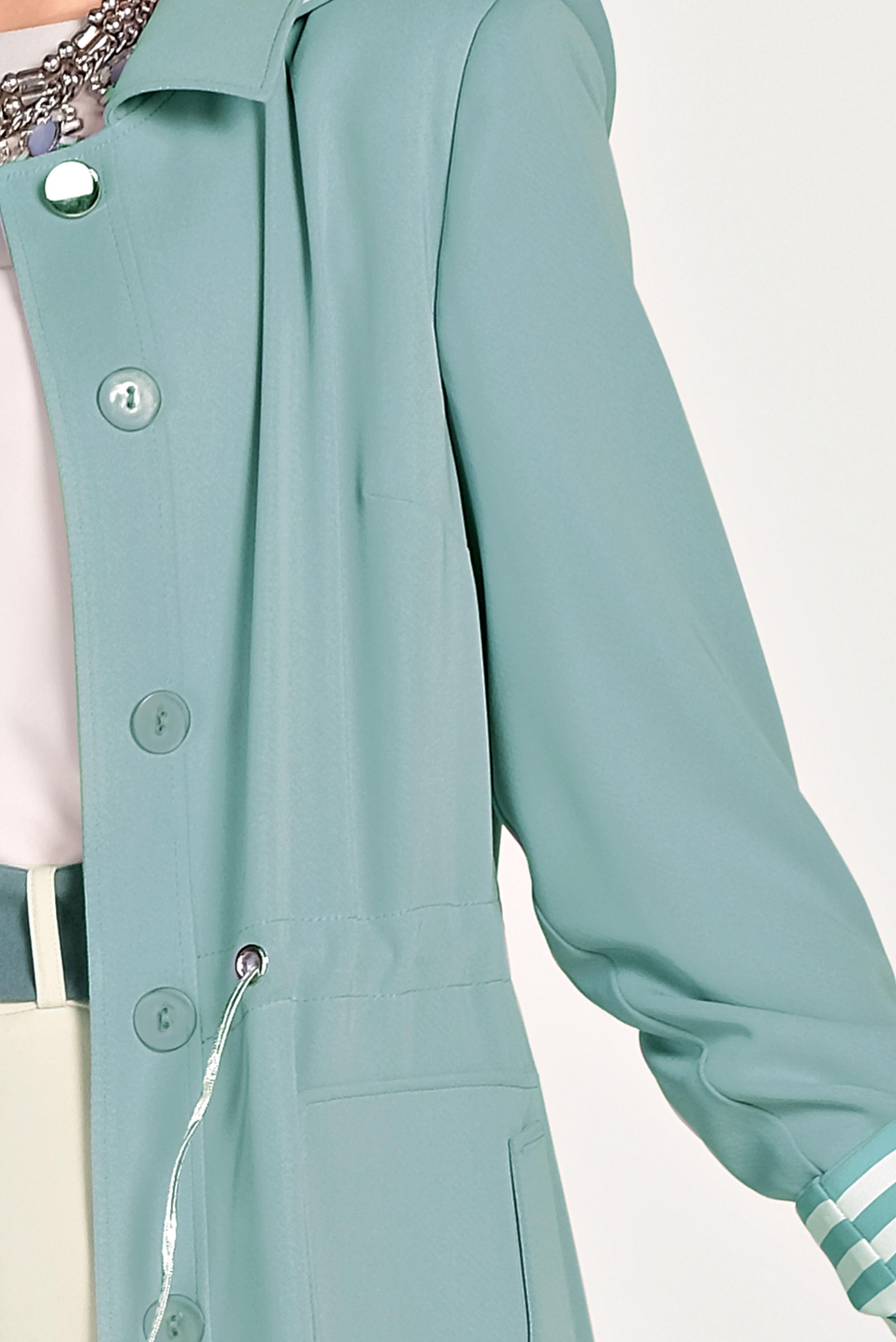 Tesettür giyim MAVİ BELİ BÜZGÜLÜ KAPÜŞONLU PARDESÜ 10168