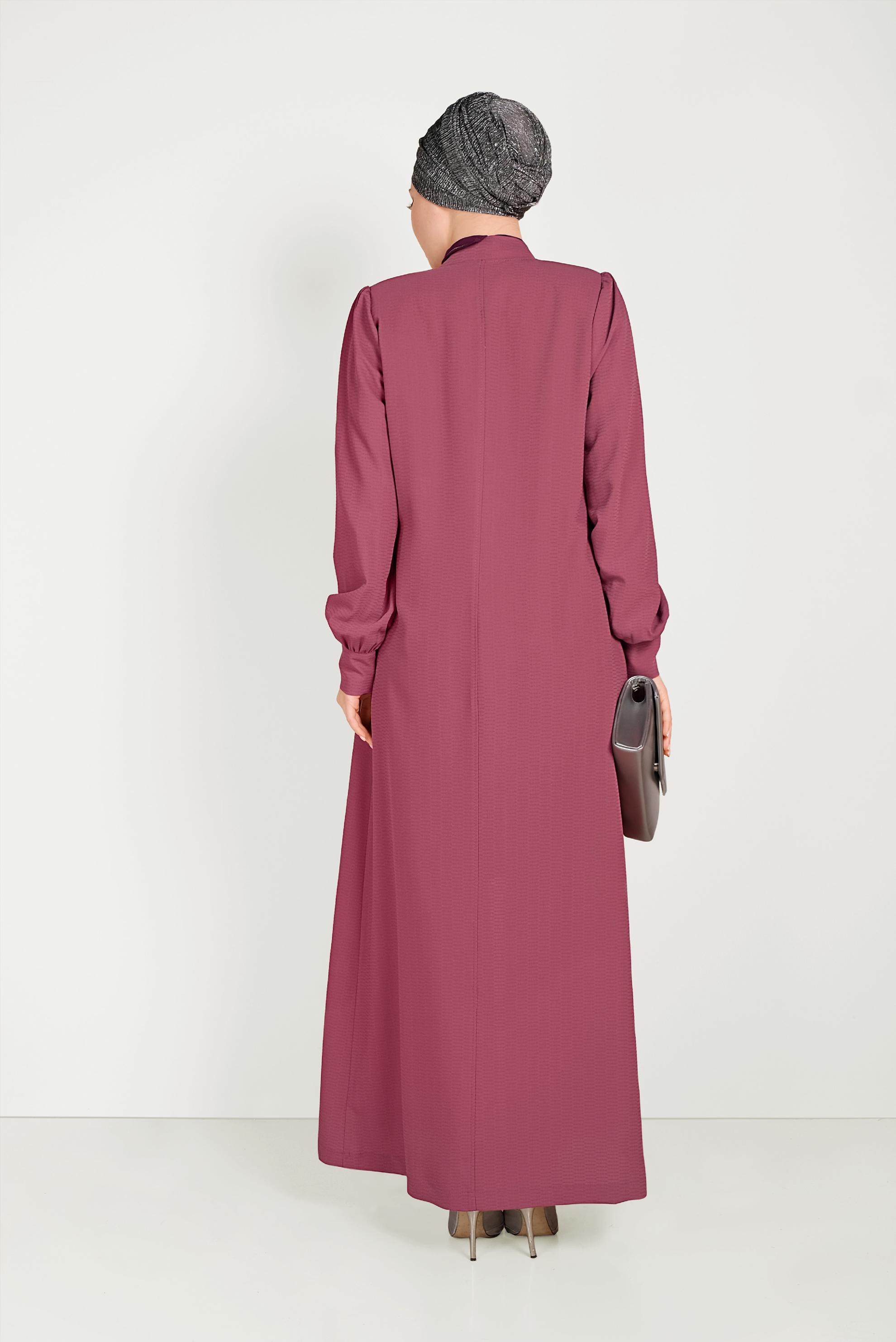 Hijab clothing POWDER BUTTONED TOPCOAT WITH MANDARIN COLLAR 10184