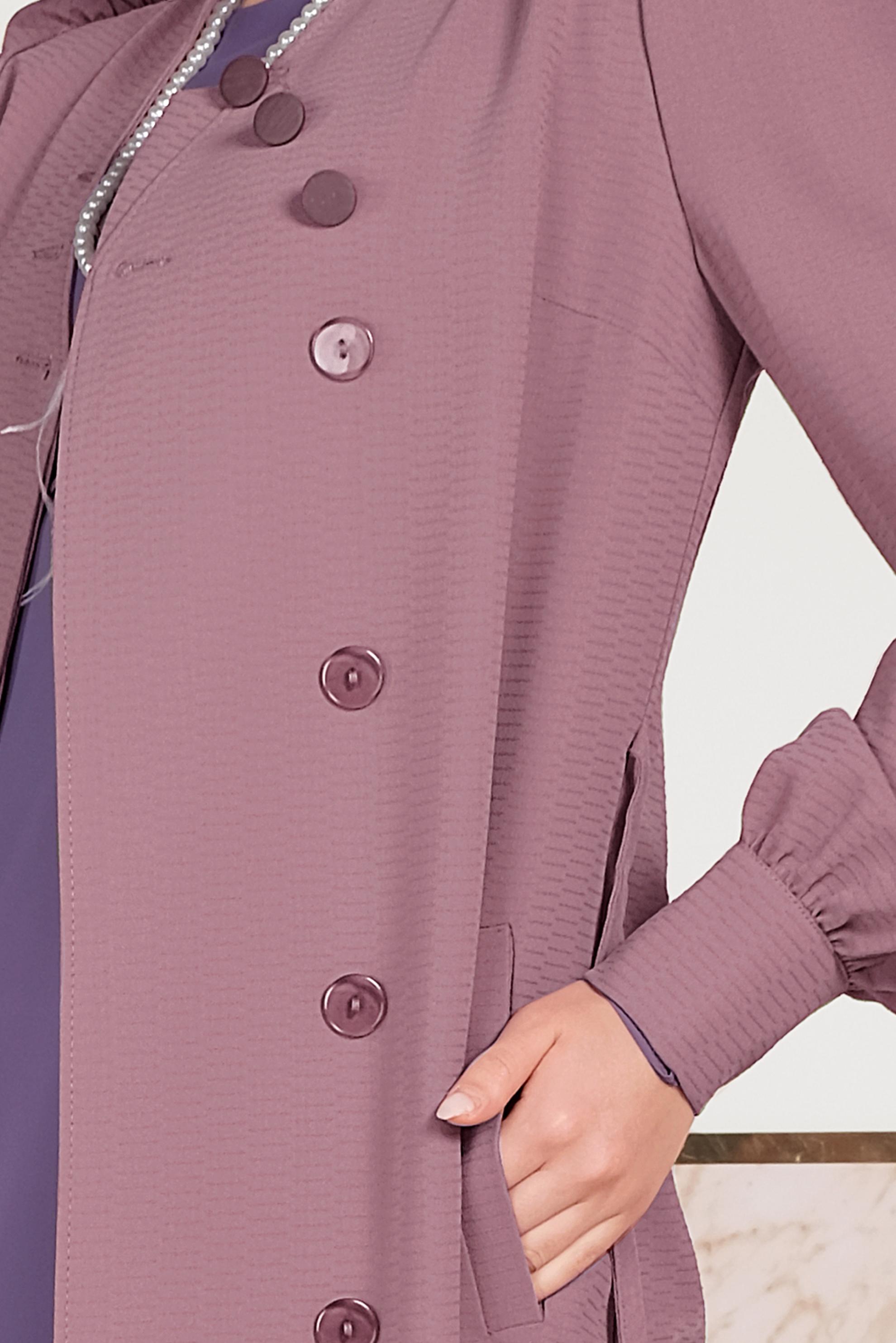 Tesettür giyim PEMBE HAKİM YAKA DÜĞMELİ PARDESÜ 10184