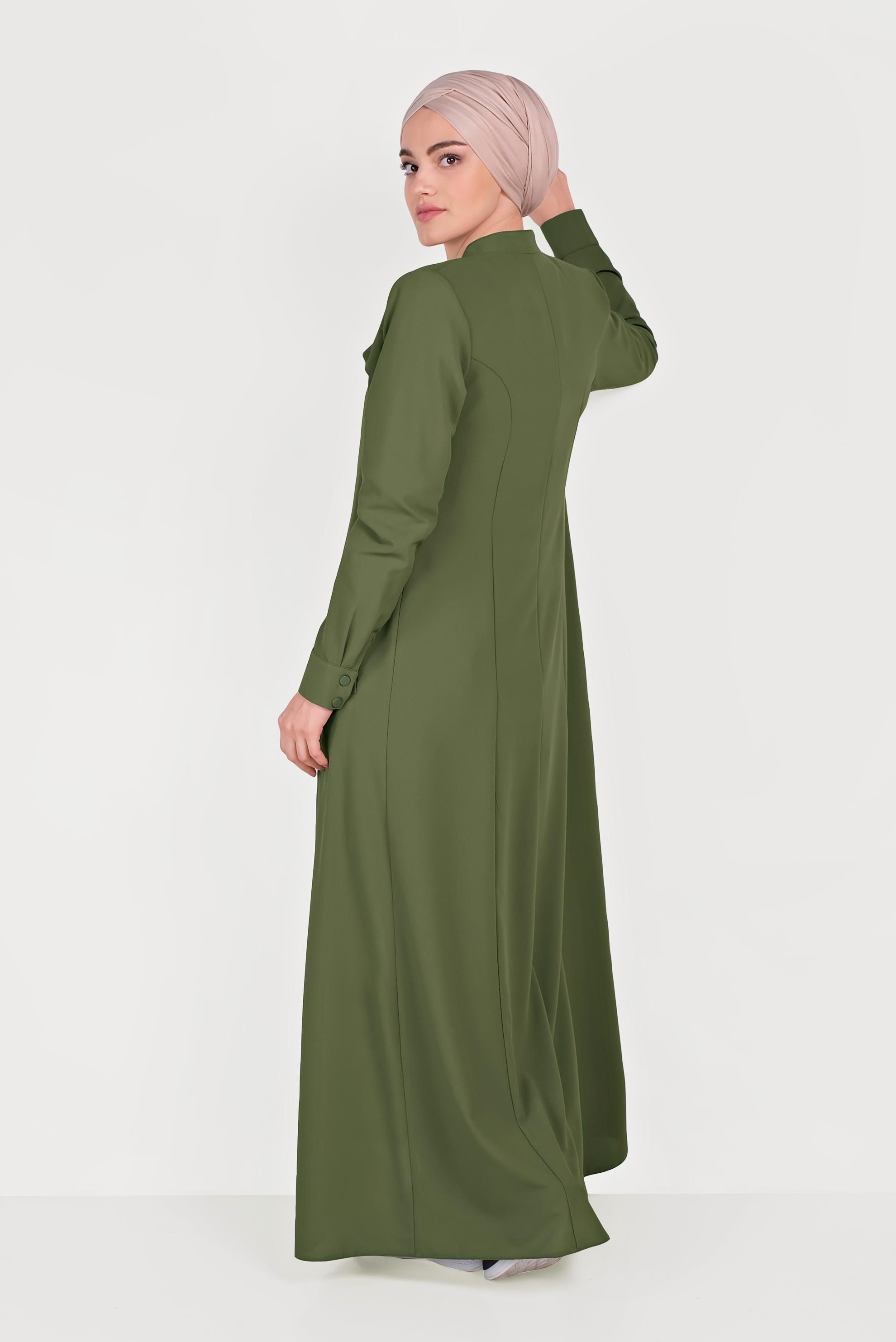 Tesettür giyim HAKİ FERMUARLI PARDESÜ 10200