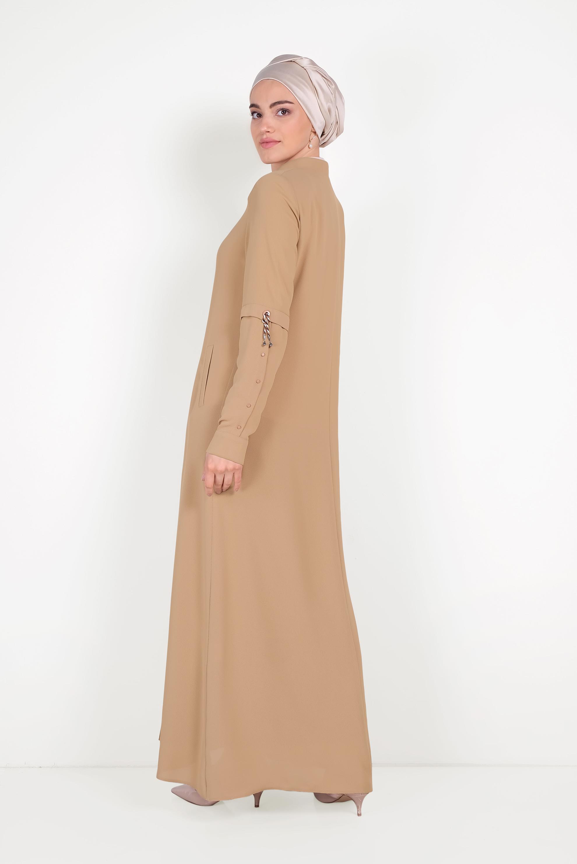 Tesettür giyim KAHVE FERMUARLI PARDESÜ 10203	