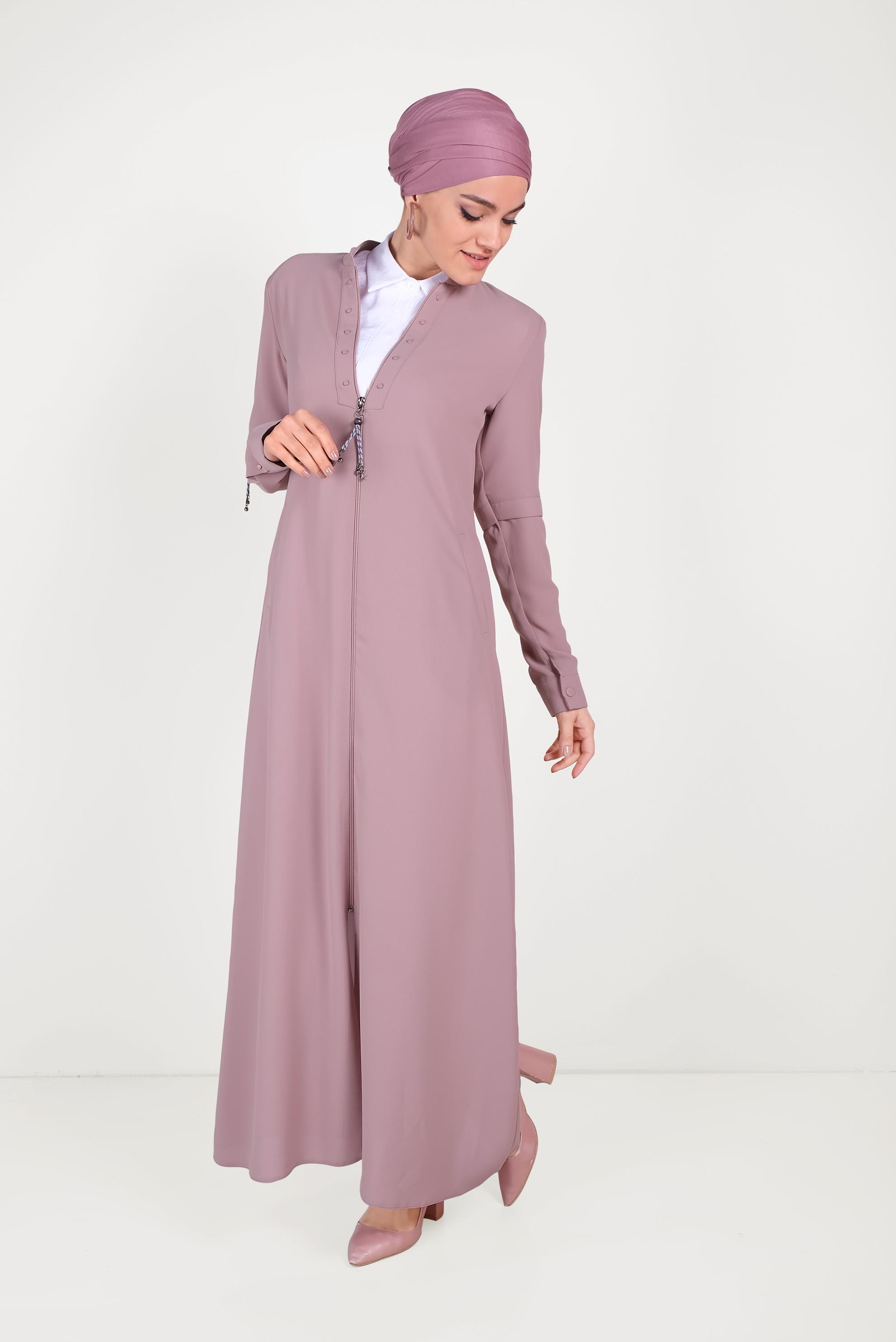 Tesettür giyim PUDRA FERMUARLI PARDESÜ 10203	