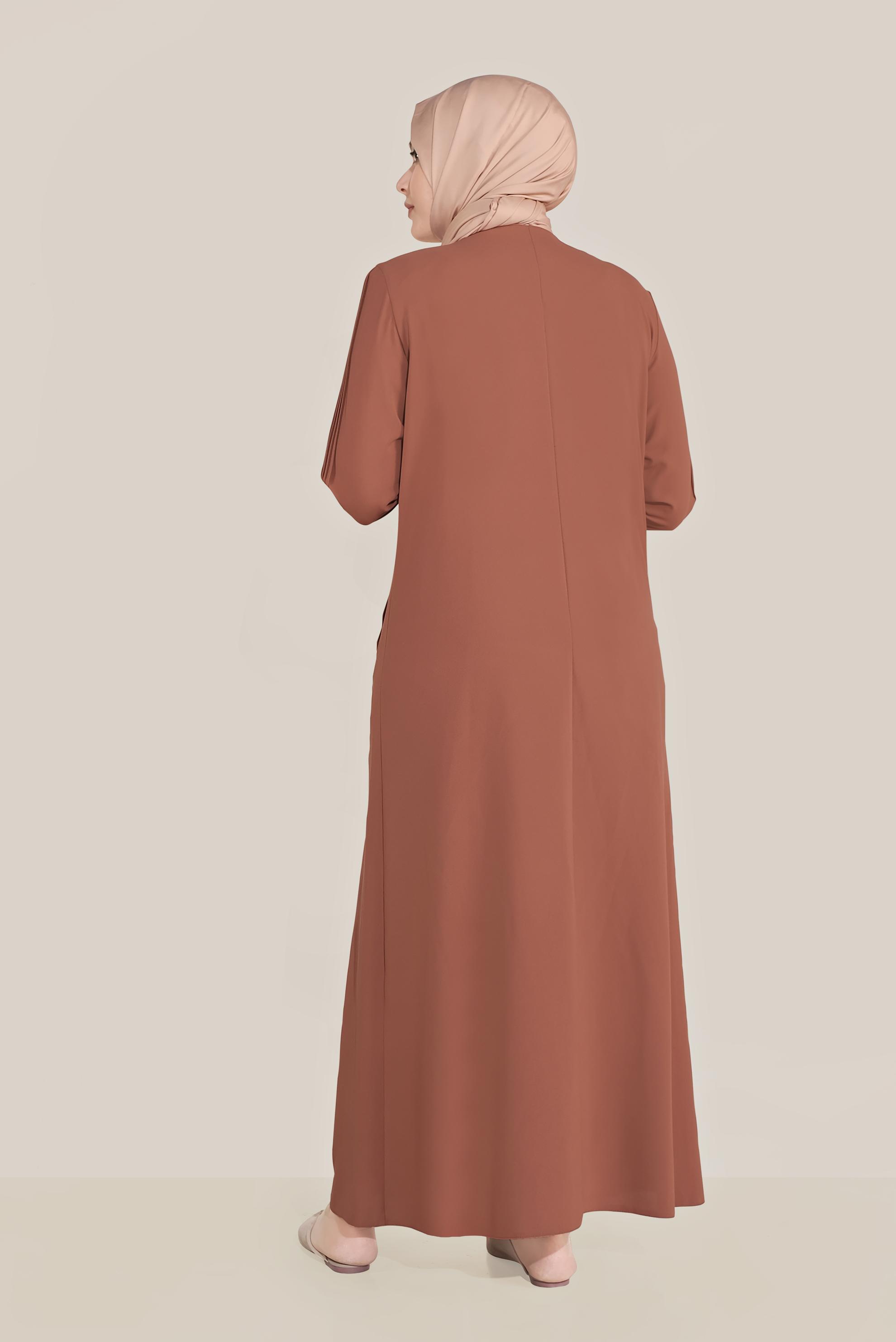 Hijab clothing ORANGE BEAD DETAILED OVERCOAT 10209