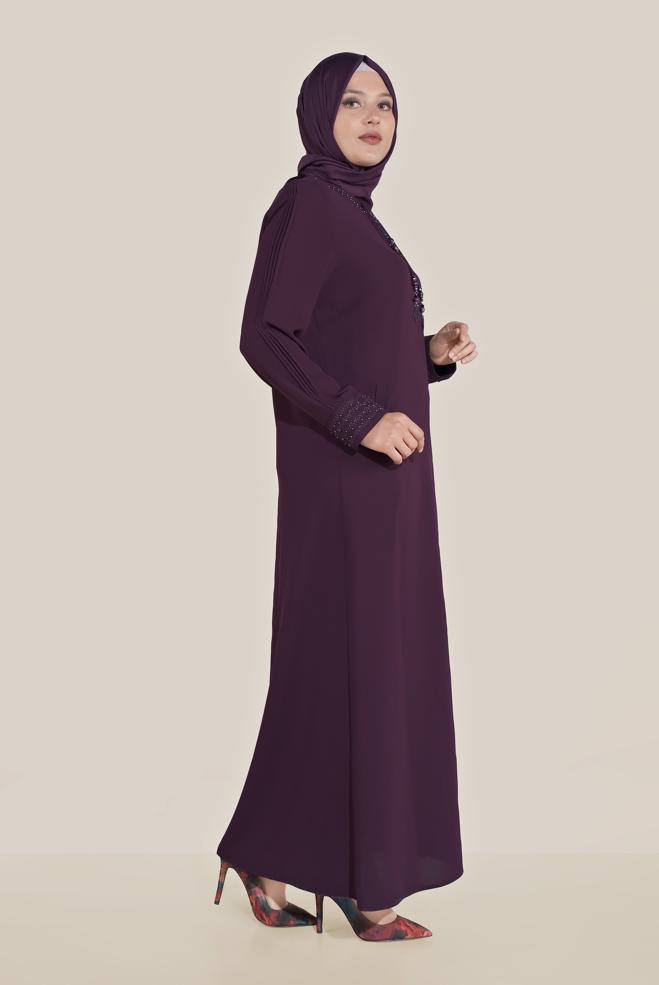 Hijab clothing DAMSON BEAD DETAILED OVERCOAT 10209 - ALVİNA