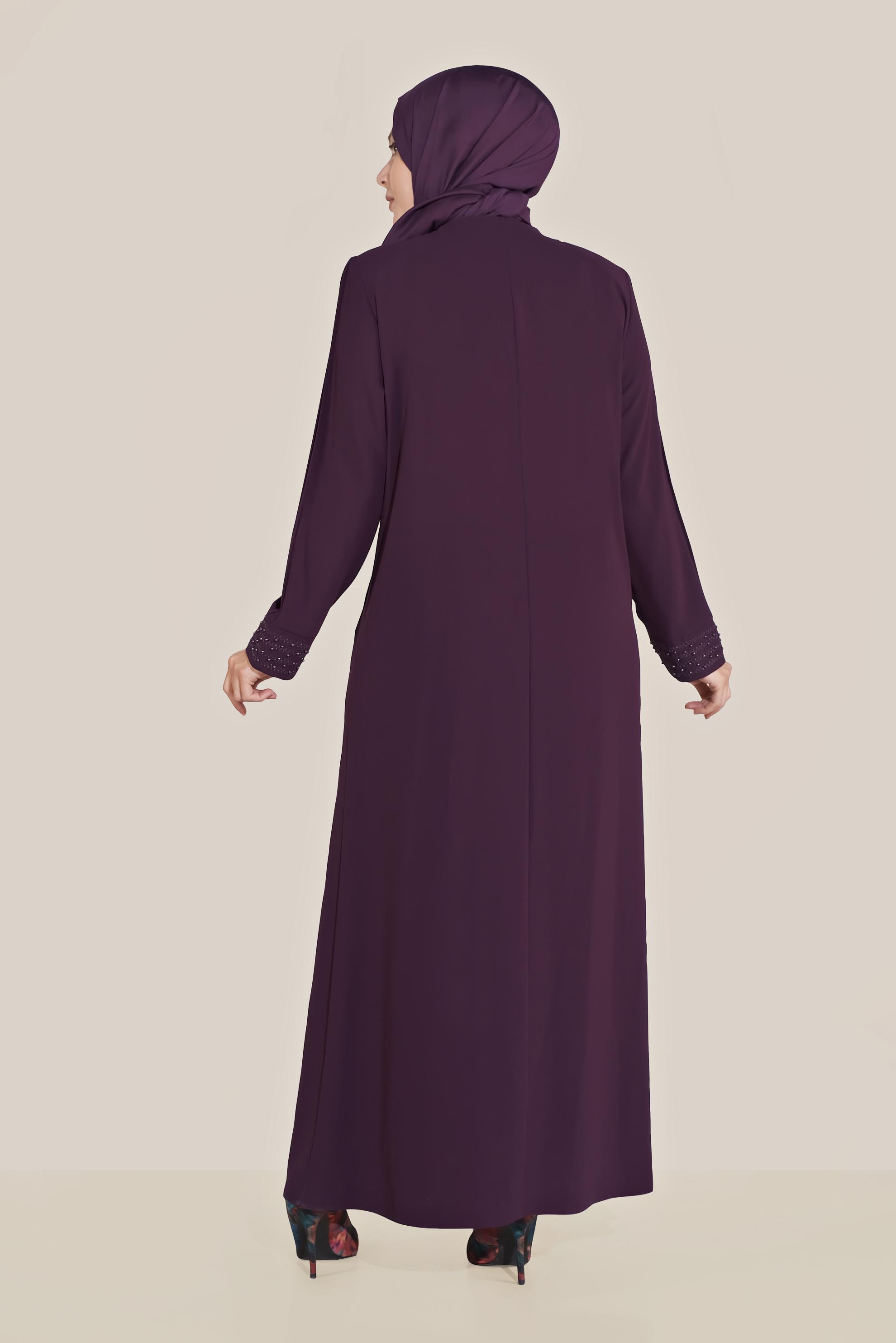 Hijab clothing DAMSON BEAD DETAILED OVERCOAT 10209