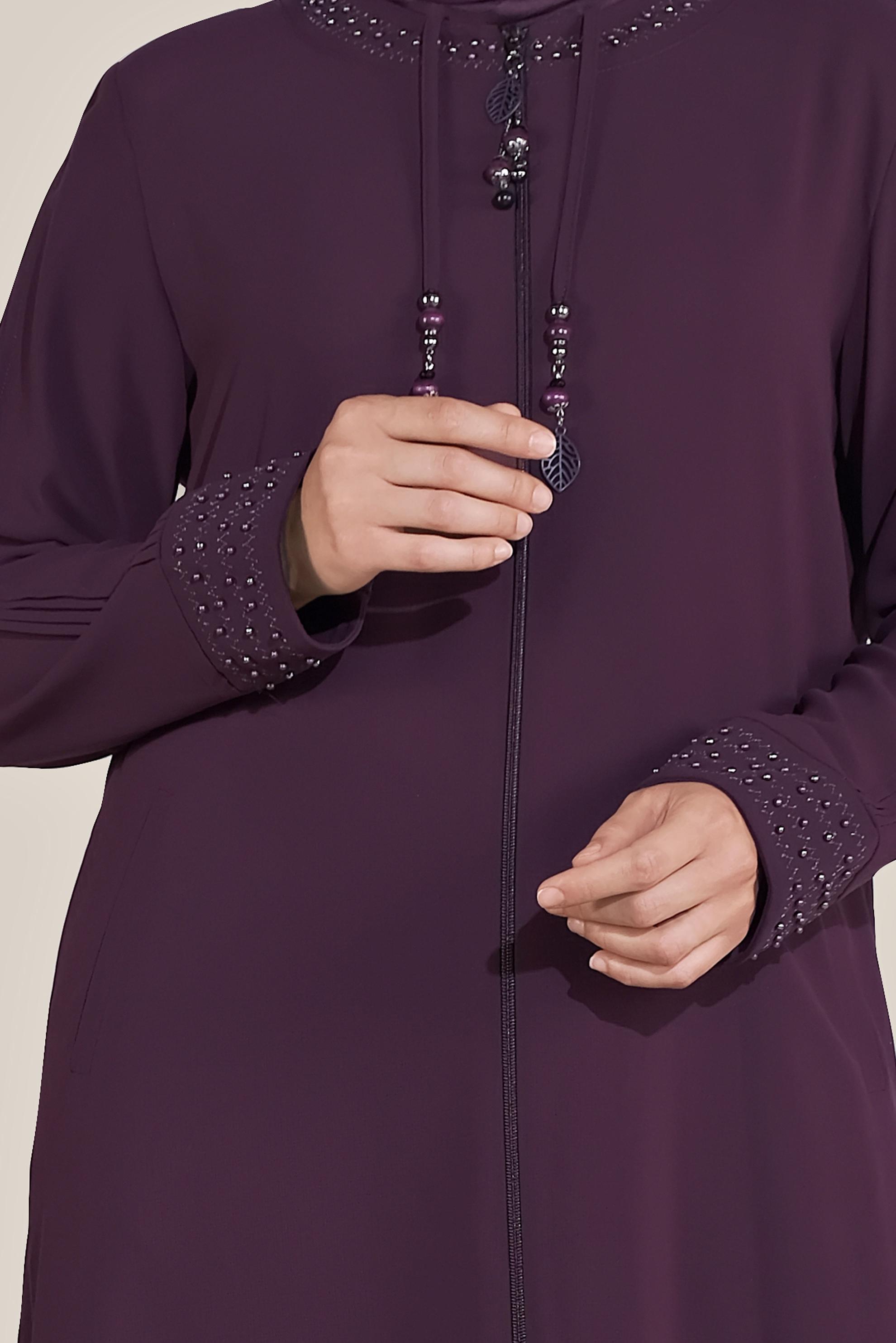 Hijab clothing DAMSON BEAD DETAILED OVERCOAT 10209