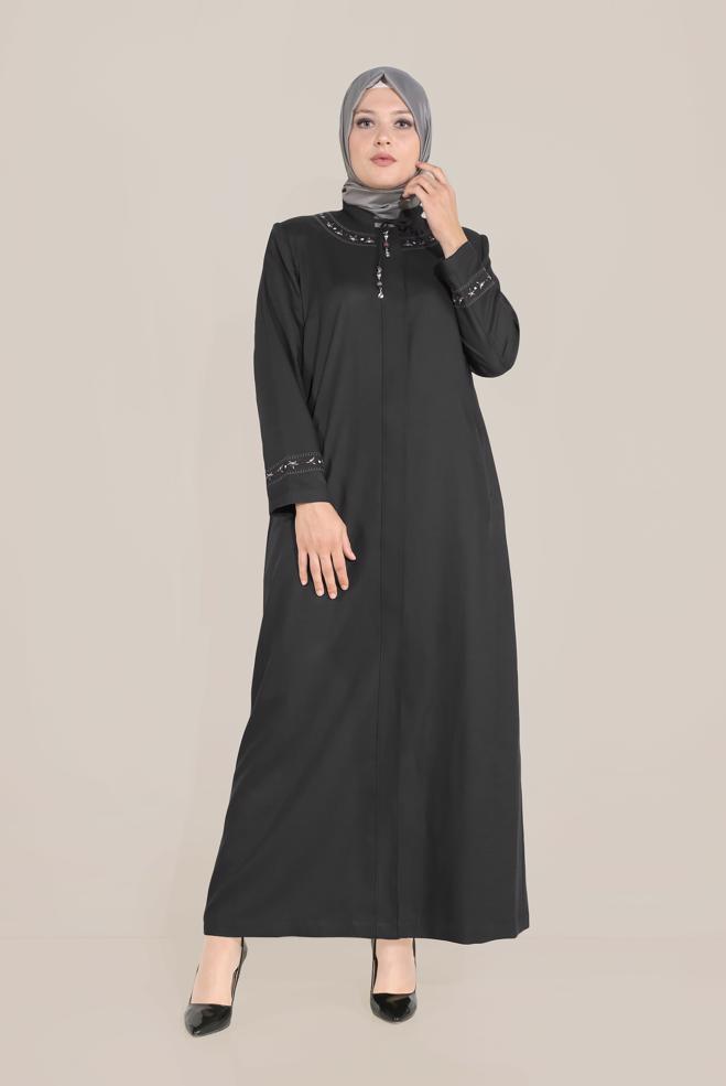 Hijab clothing BLACK TIE-NECK TOPCOAT 10213 - ALVİNA