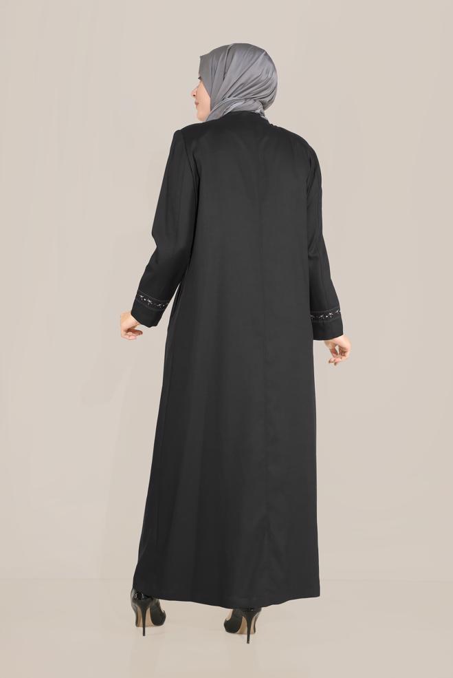 Hijab clothing BLACK TIE-NECK TOPCOAT 10213 - ALVİNA