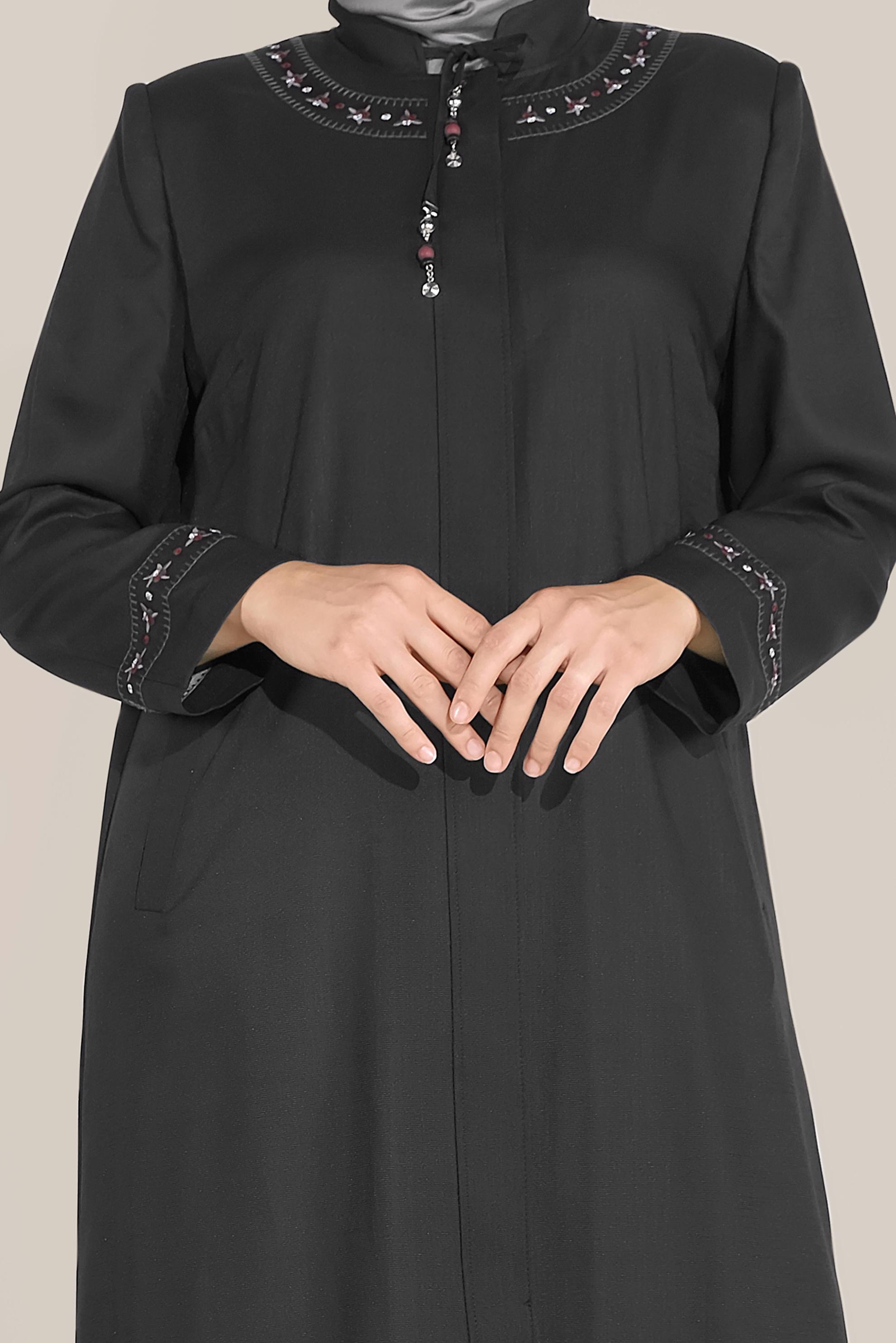 Hijab clothing BLACK TIE-NECK TOPCOAT 10213