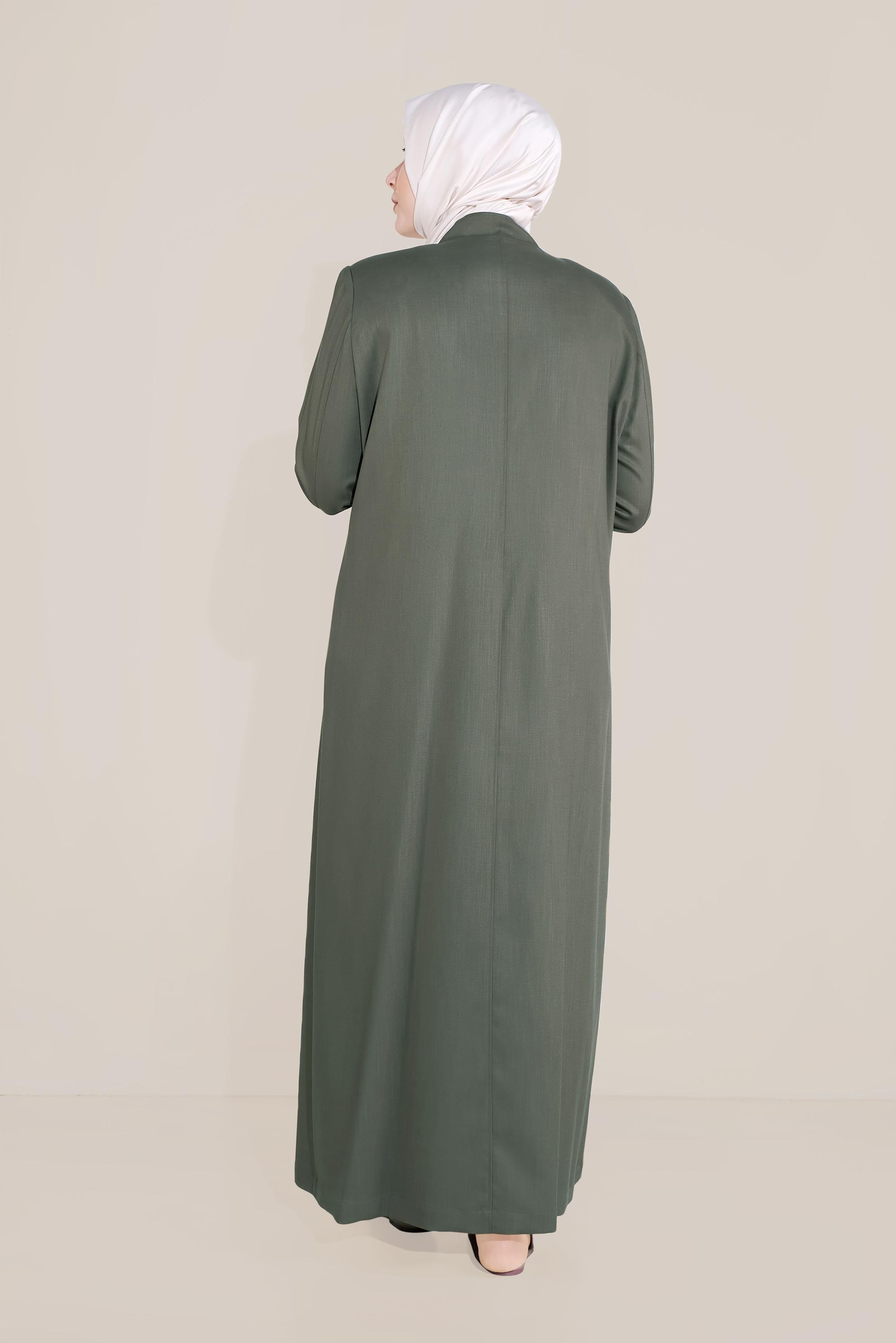 Hijab clothing KHAKI TIE-NECK TOPCOAT 10213