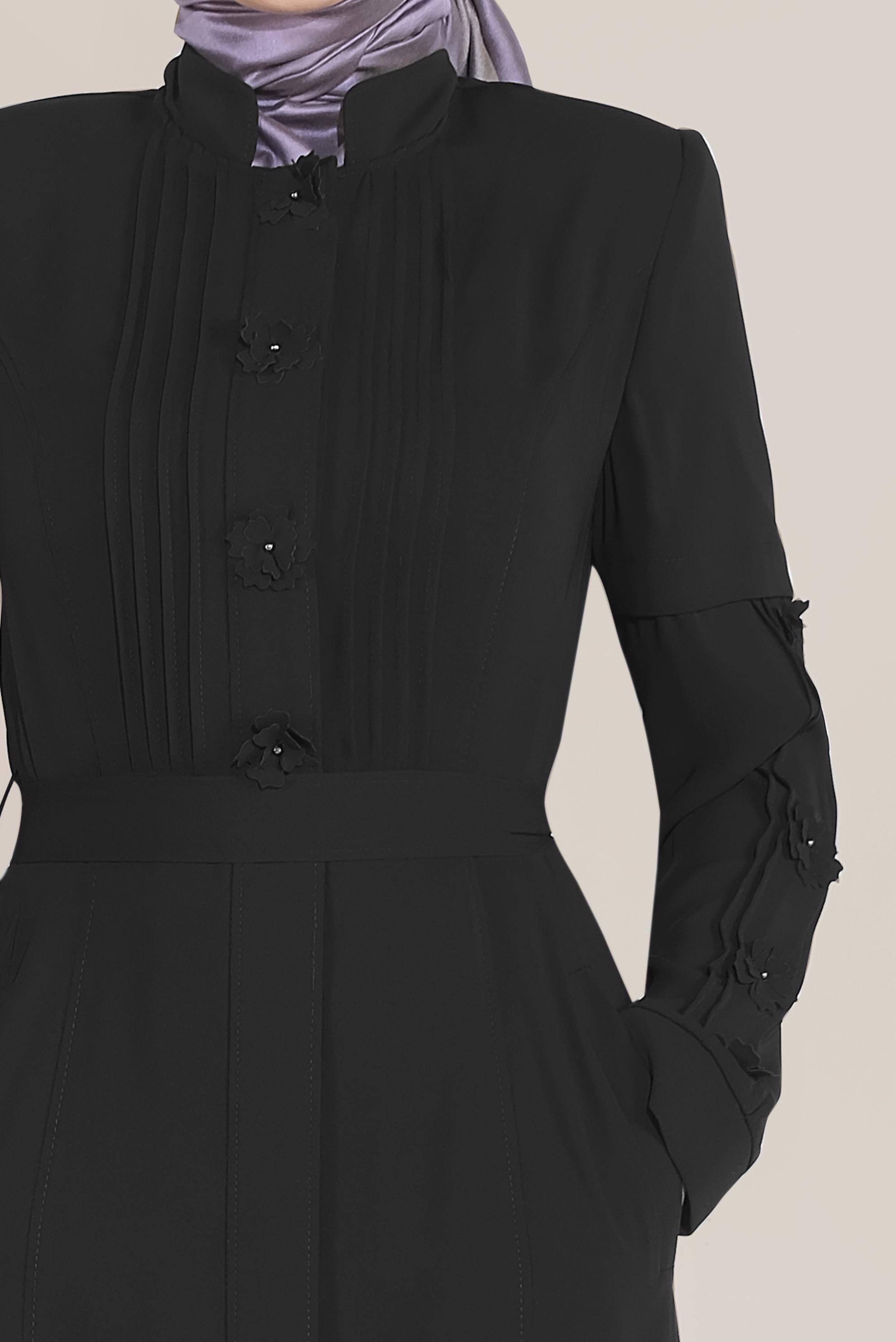 Tesettür giyim SİYAH HAKİM YAKA PARDESÜ 10218