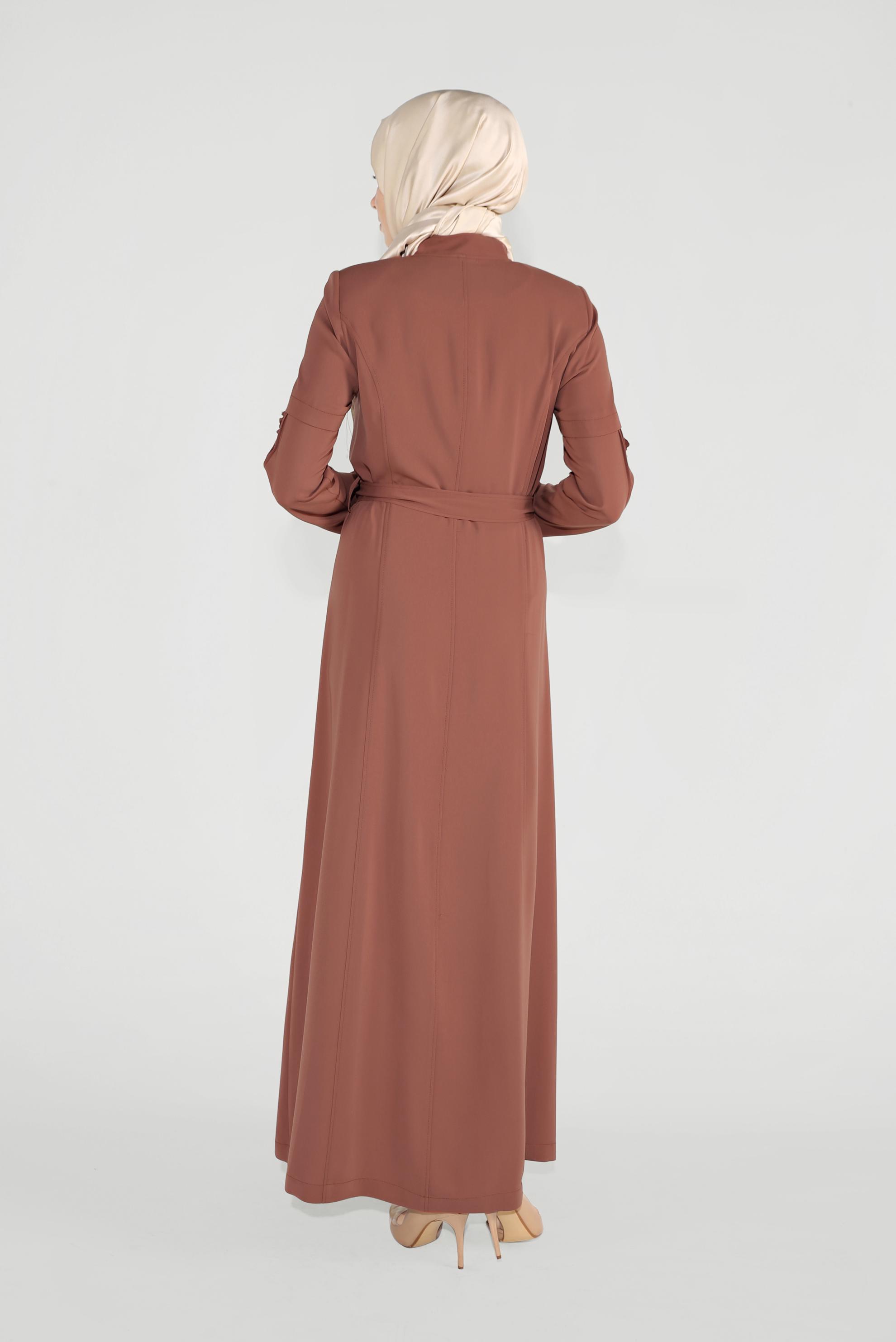 Tesettür giyim TURUNCU HAKİM YAKA PARDESÜ 10218