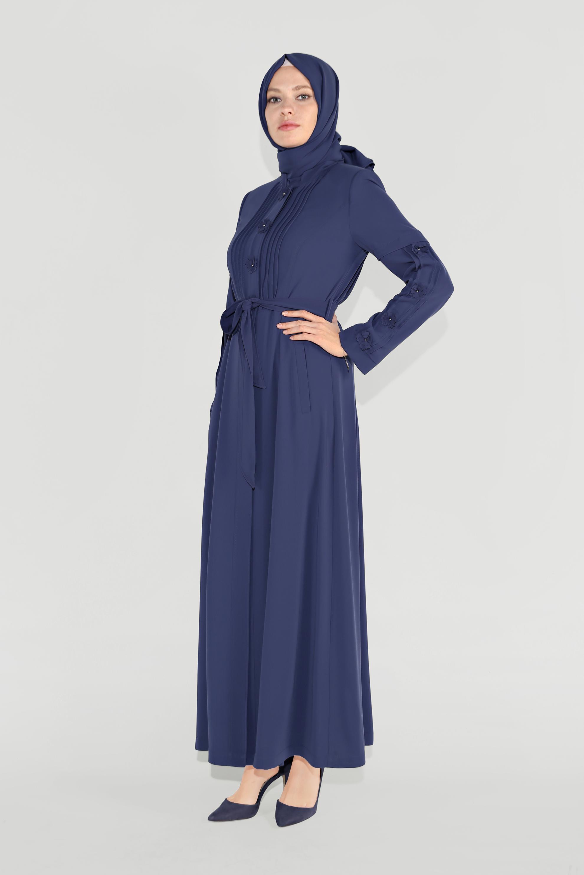 Vêtements hijab BLEU MARINE TRENCH-COAT À COL MAO 10218