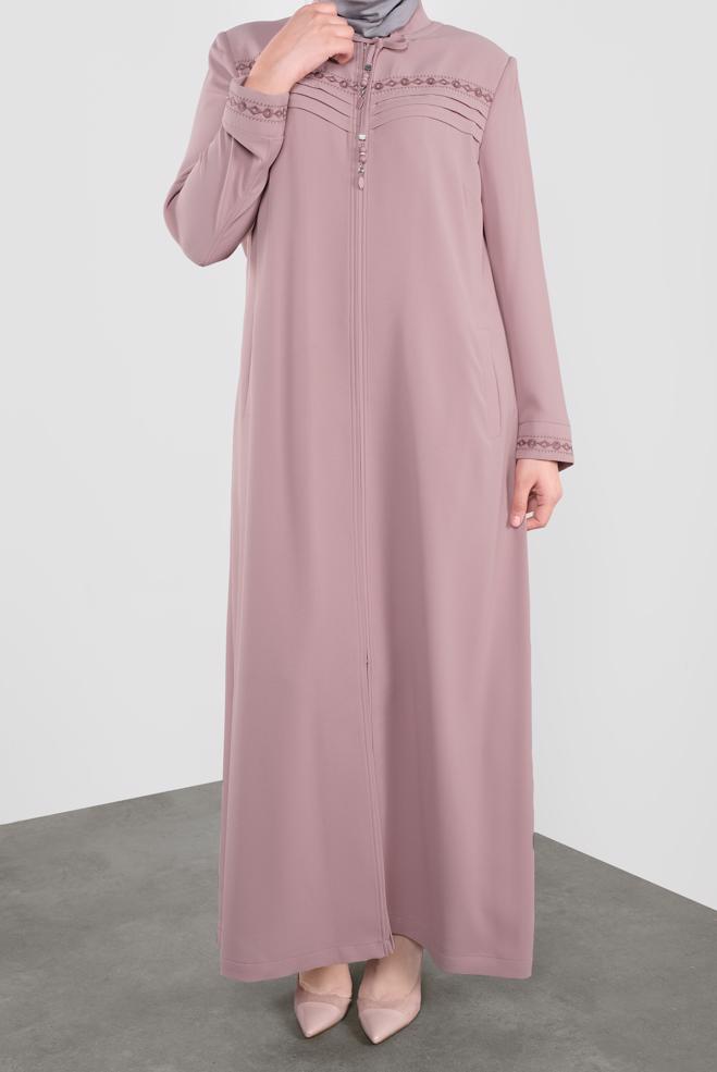 Vêtements hijab POUDRE PARDESSUS BRODÉ 10221  - ALVİNA