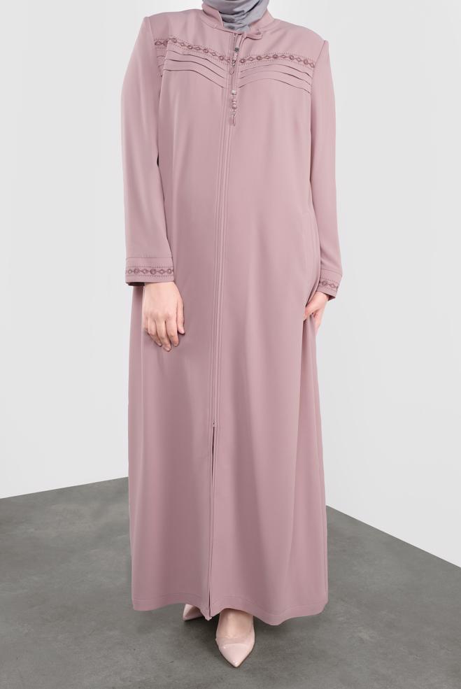 Vêtements hijab POUDRE PARDESSUS BRODÉ 10221  - ALVİNA
