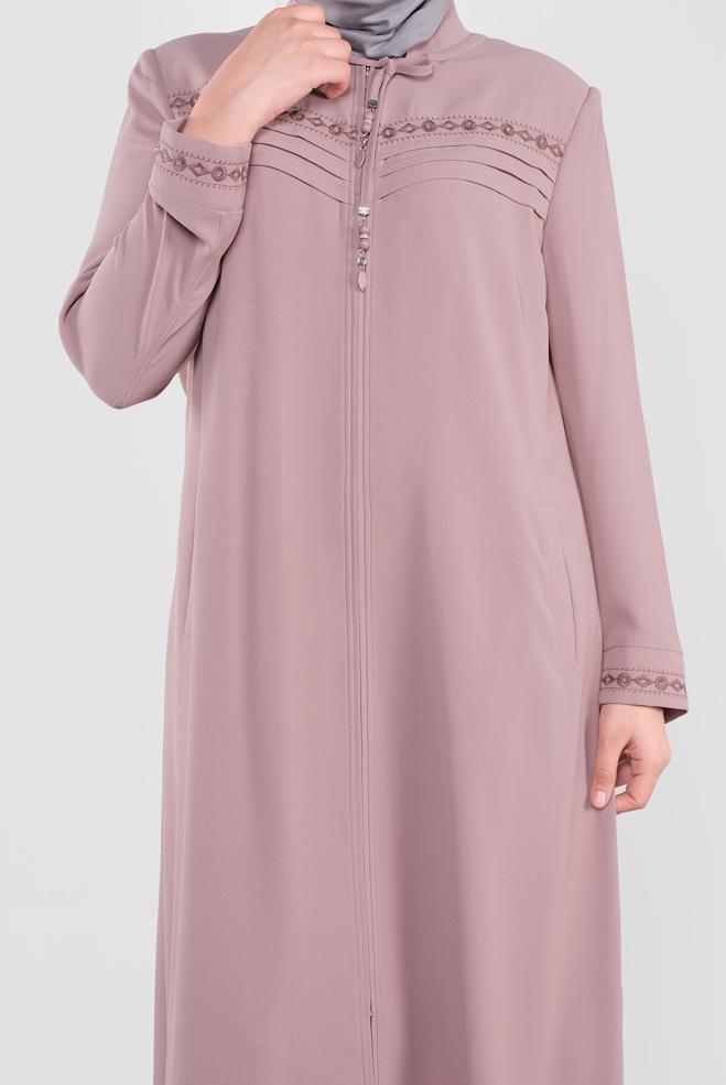 Vêtements hijab POUDRE PARDESSUS BRODÉ 10221  - ALVİNA