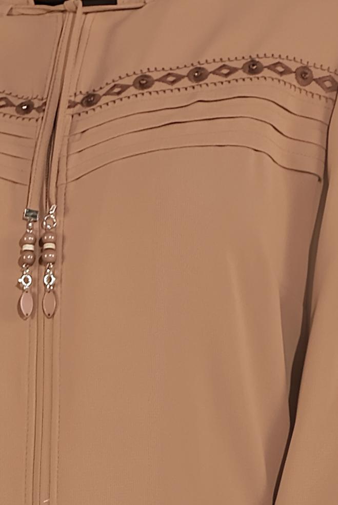 Vêtements hijab BRUN PARDESSUS BRODÉ 10221  - ALVİNA