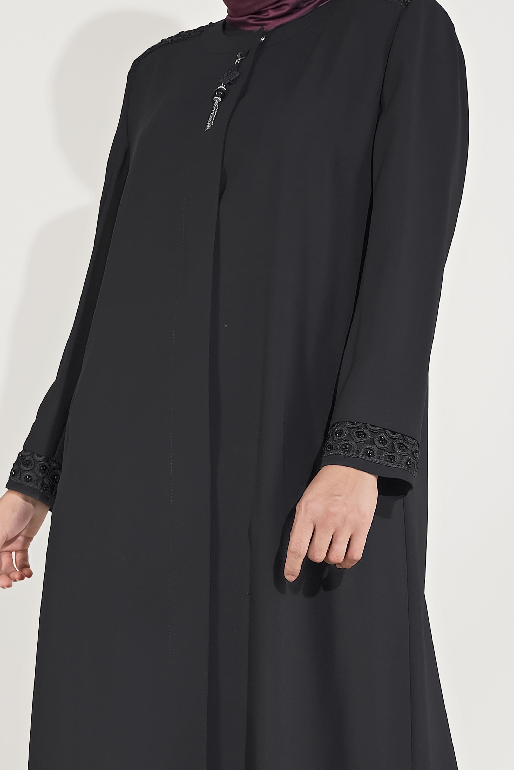 Hijab clothing BLACK ZIPPERED TOPCOAT 10228