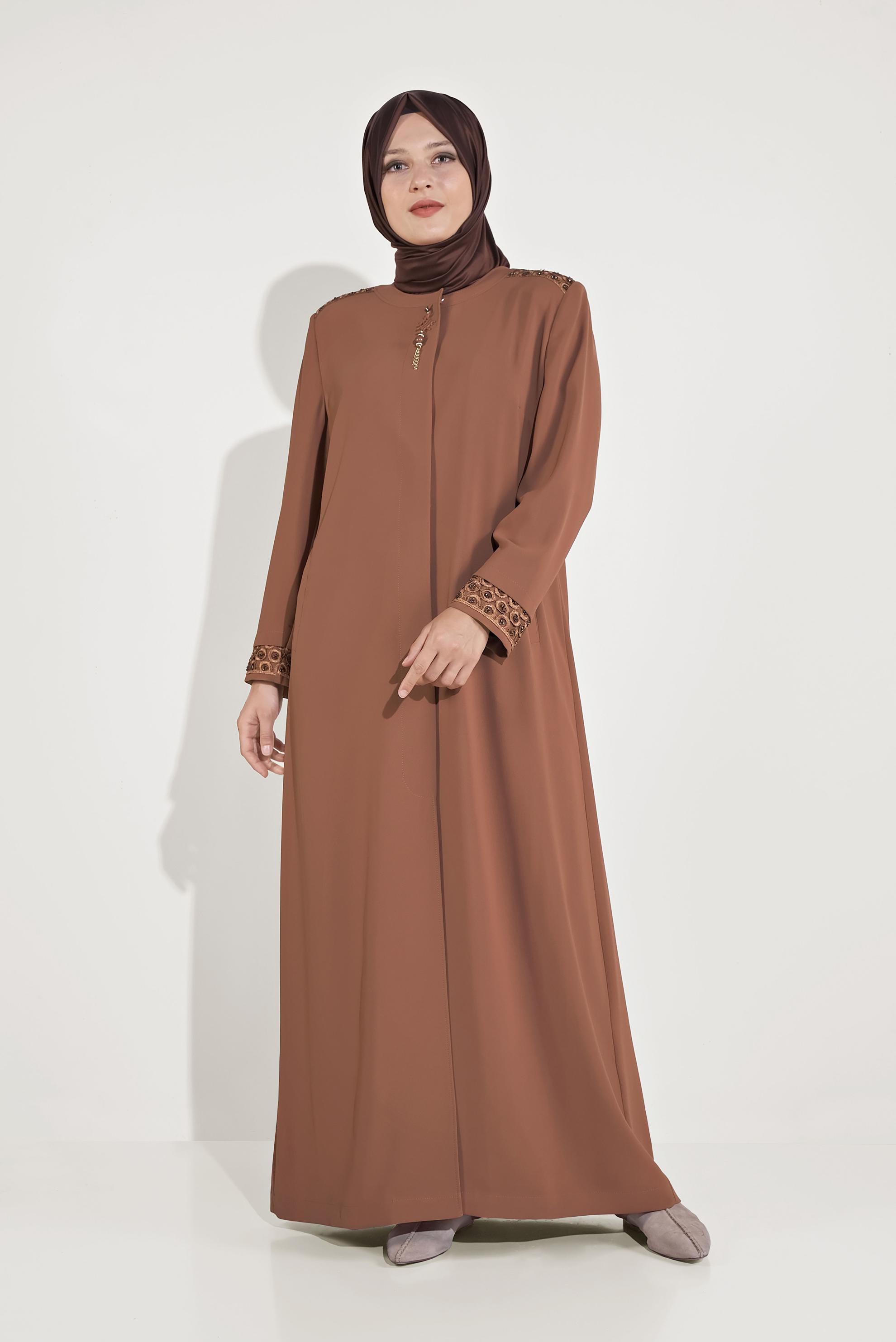 Hijab clothing BROWN ZIPPERED TOPCOAT 10228