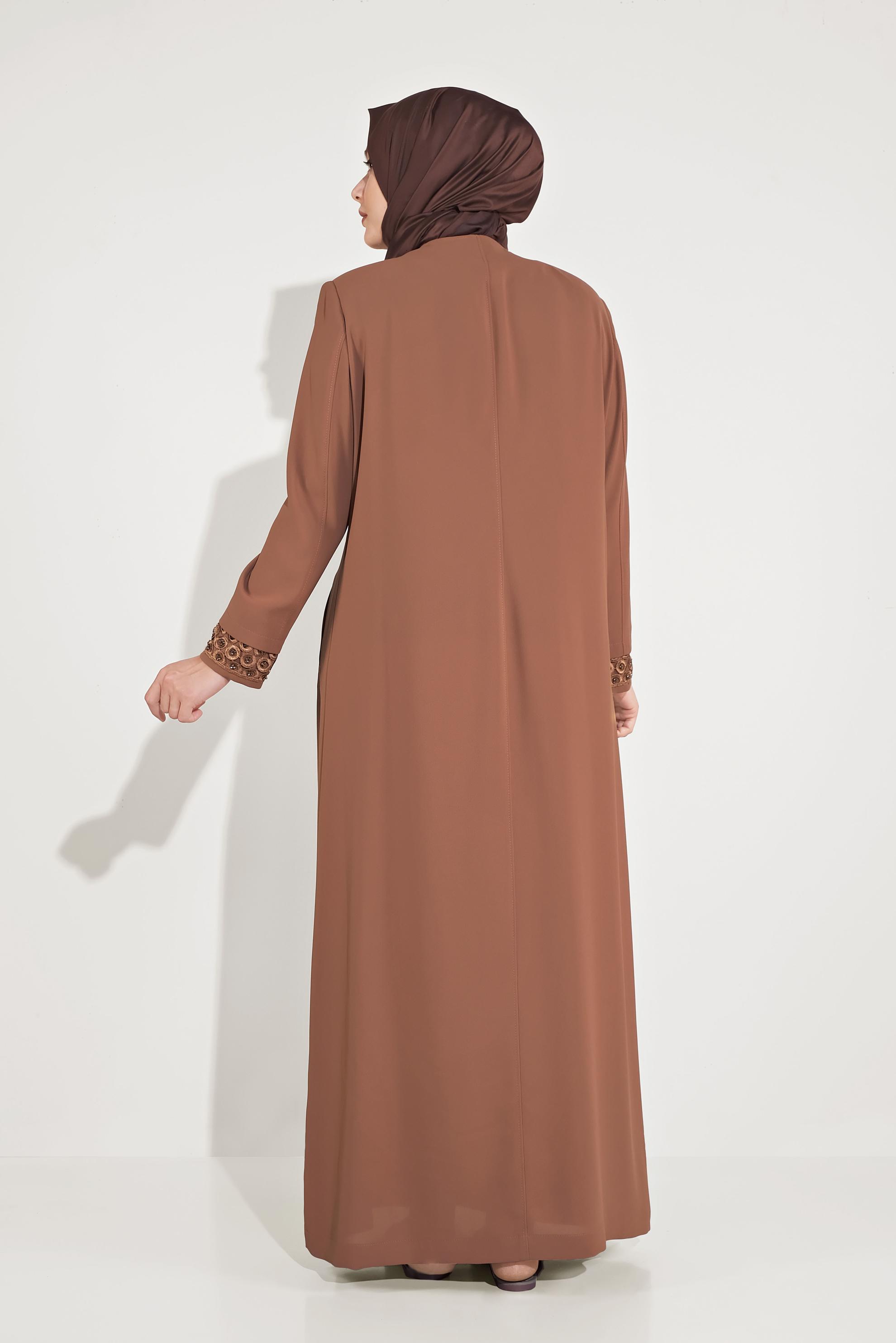Hijab clothing BROWN ZIPPERED TOPCOAT 10228