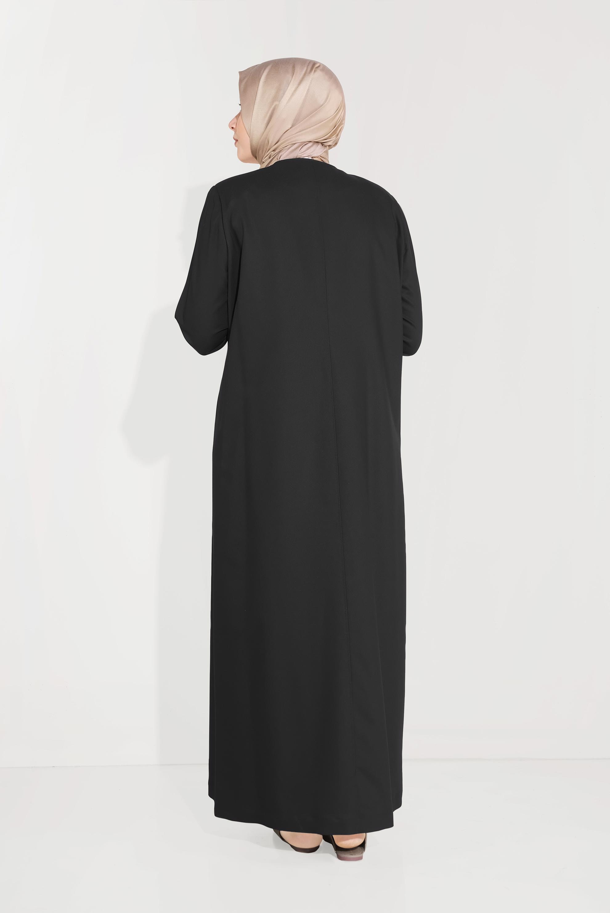 Hijab clothing BLACK TOPCOAT WITH BROOCH 10233 