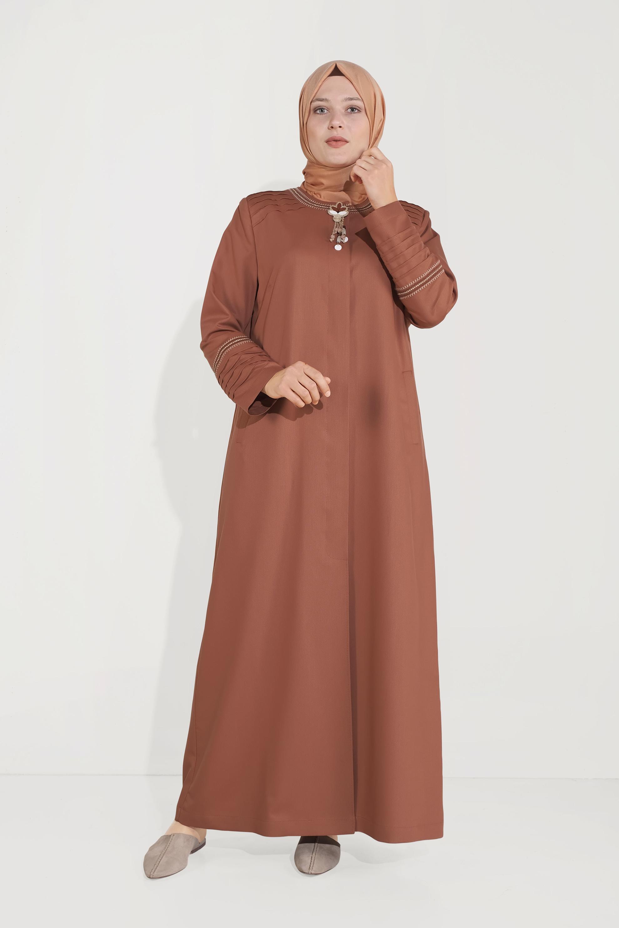 Vêtements hijab ORANGE PARDESSUS À BROOCH 10233