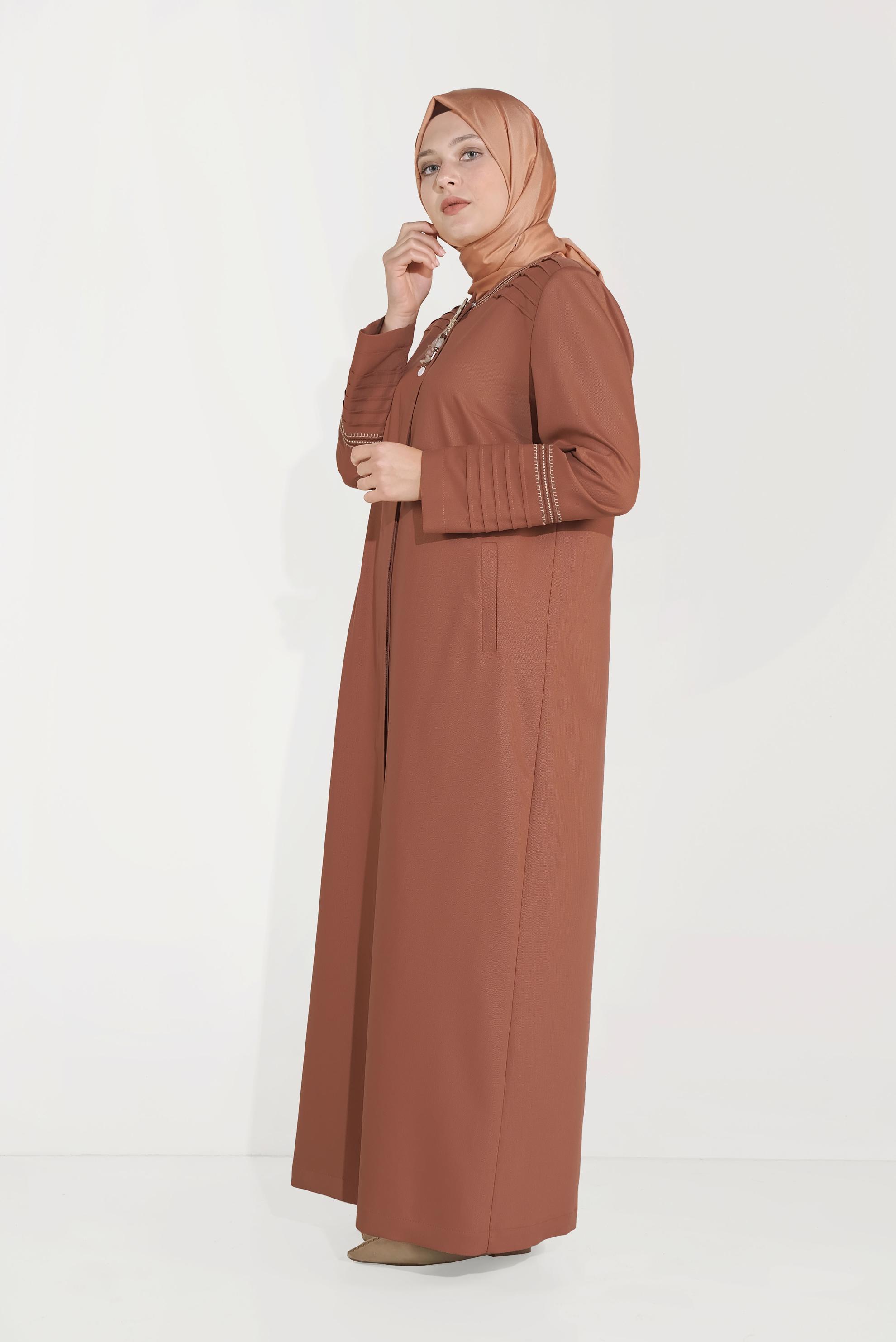 Vêtements hijab ORANGE PARDESSUS À BROOCH 10233