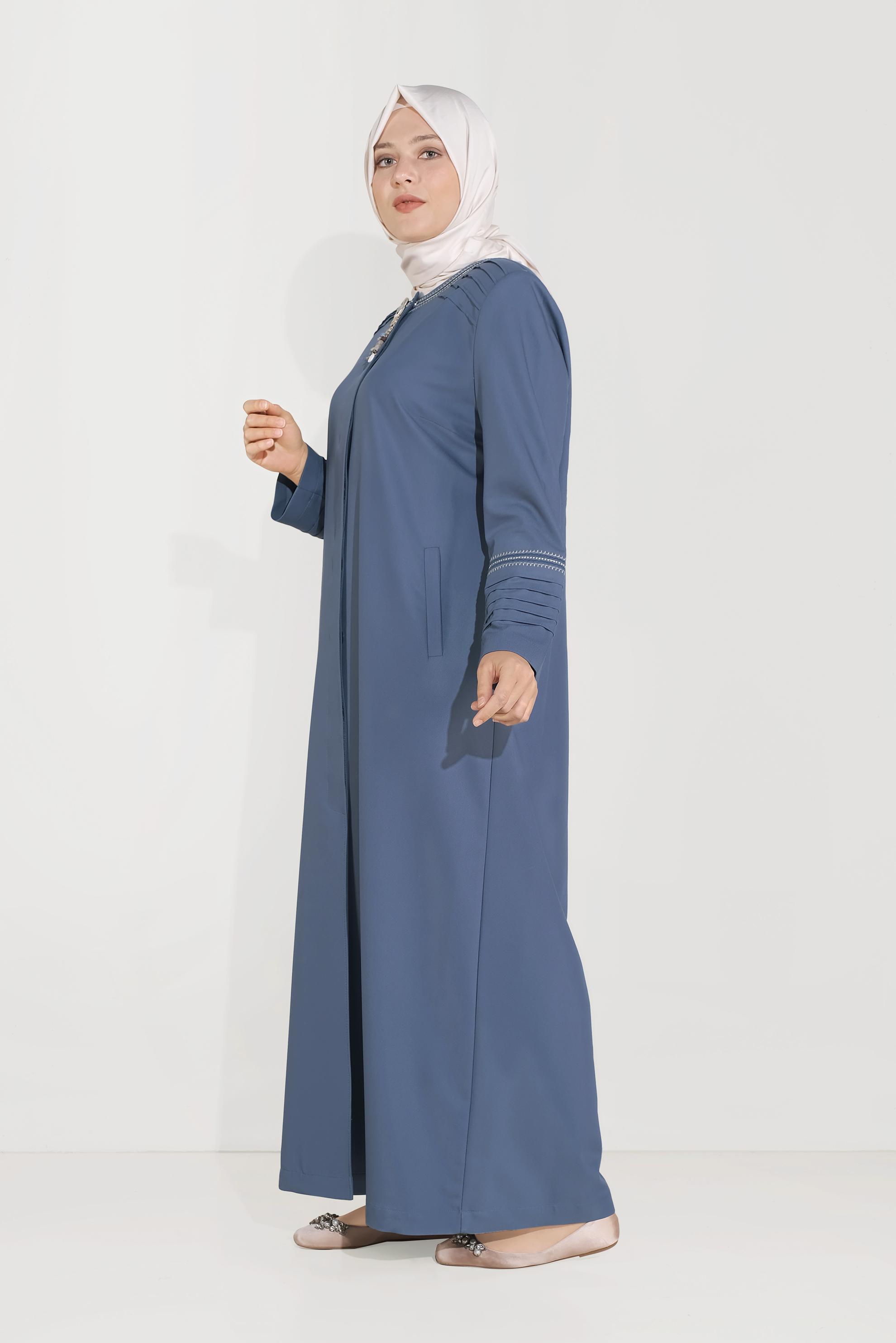 Vêtements hijab BLEU MARINE PARDESSUS À BROOCH 10233