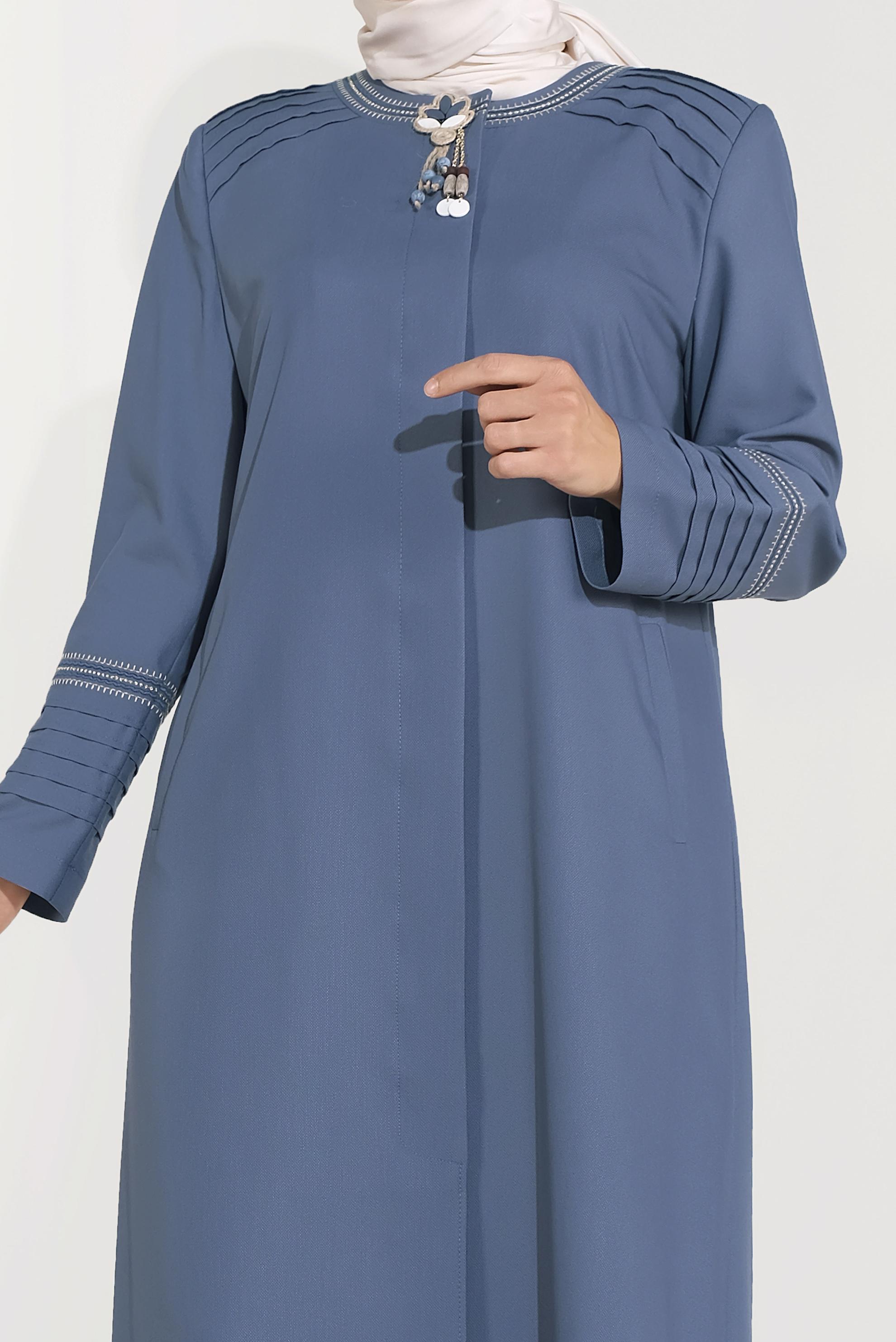 Vêtements hijab BLEU MARINE PARDESSUS À BROOCH 10233