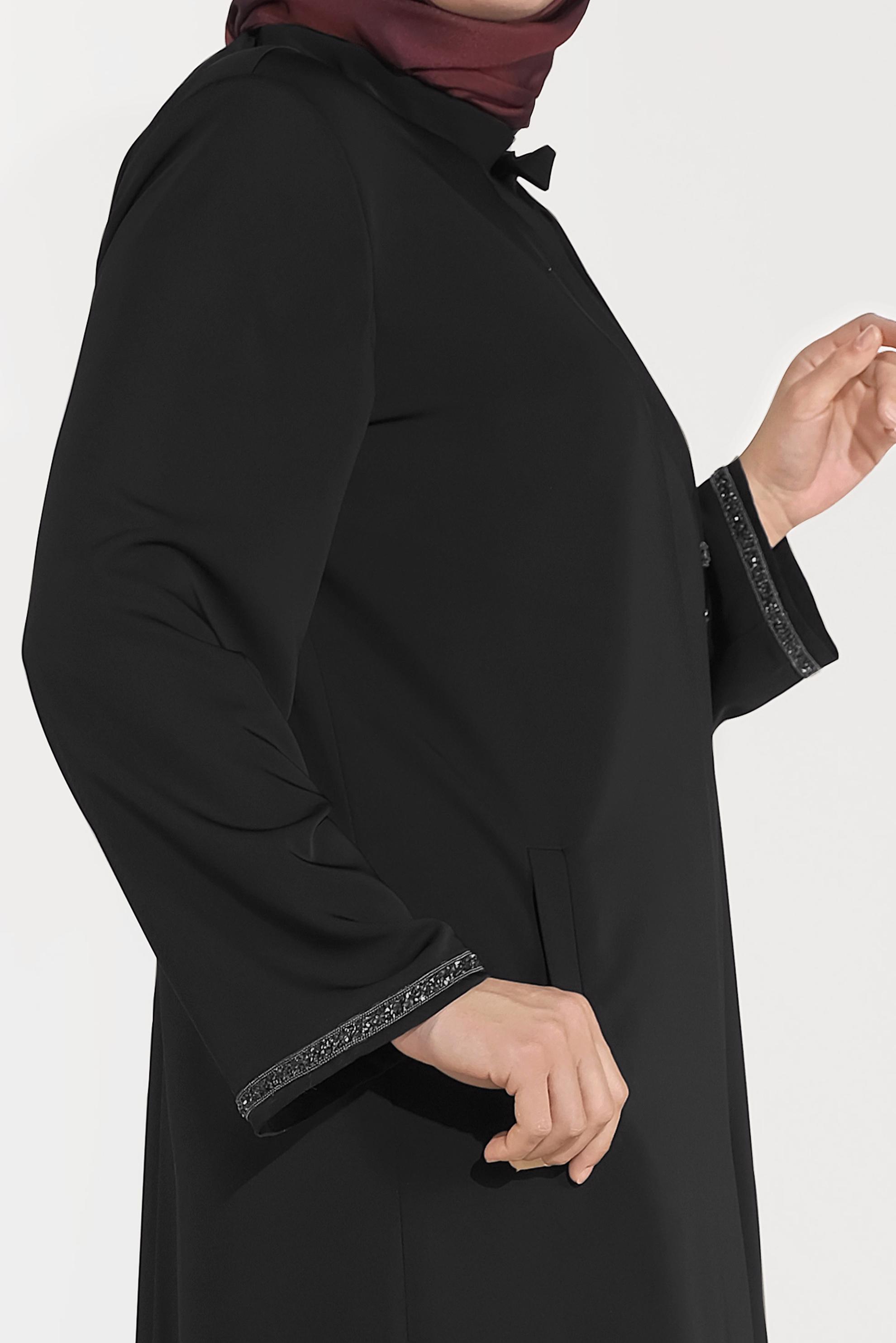 Hijab clothing BLACK EMBELLISHED TOPCOAT 10250 