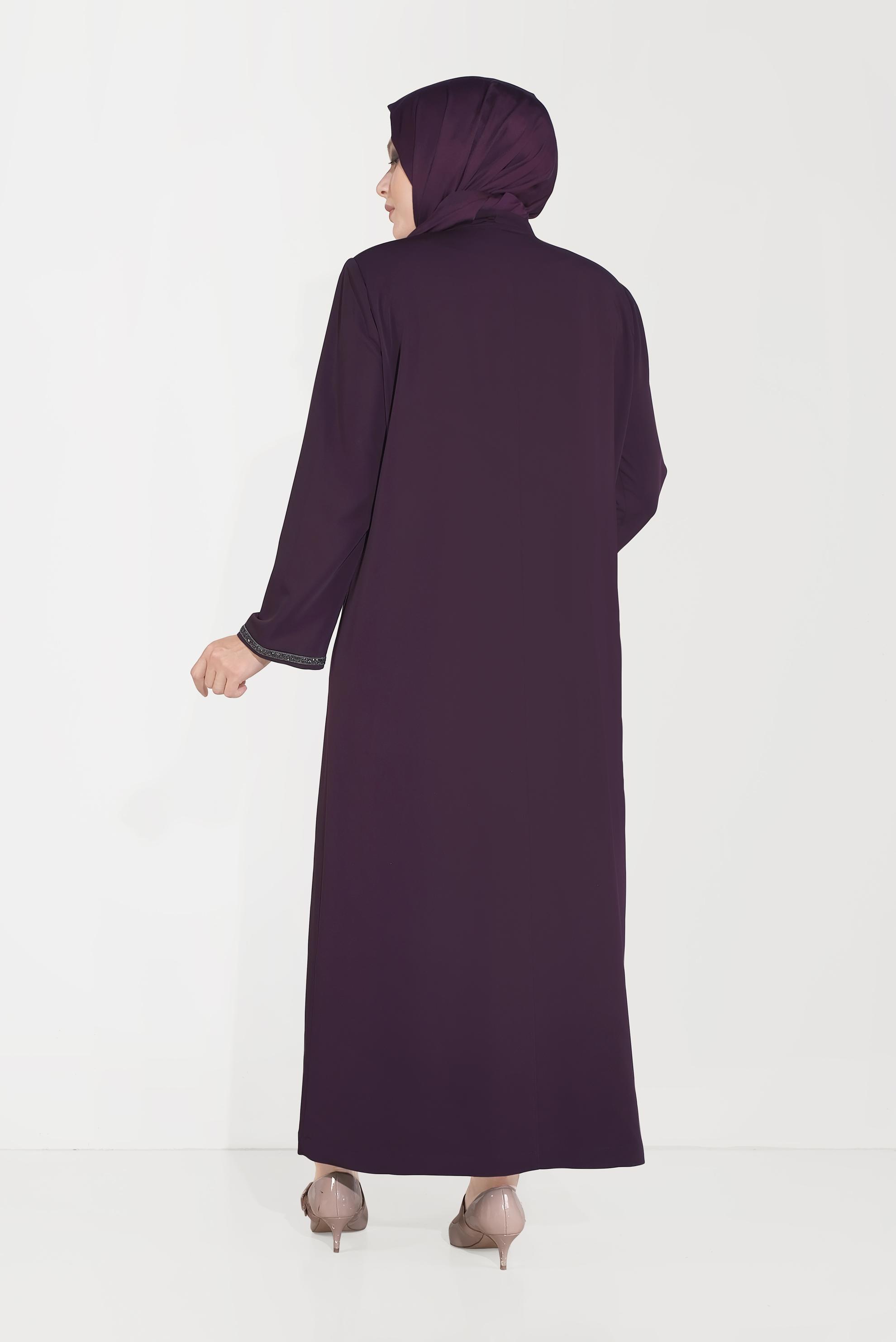 Hijab clothing PURPLE EMBELLISHED TOPCOAT 10250 