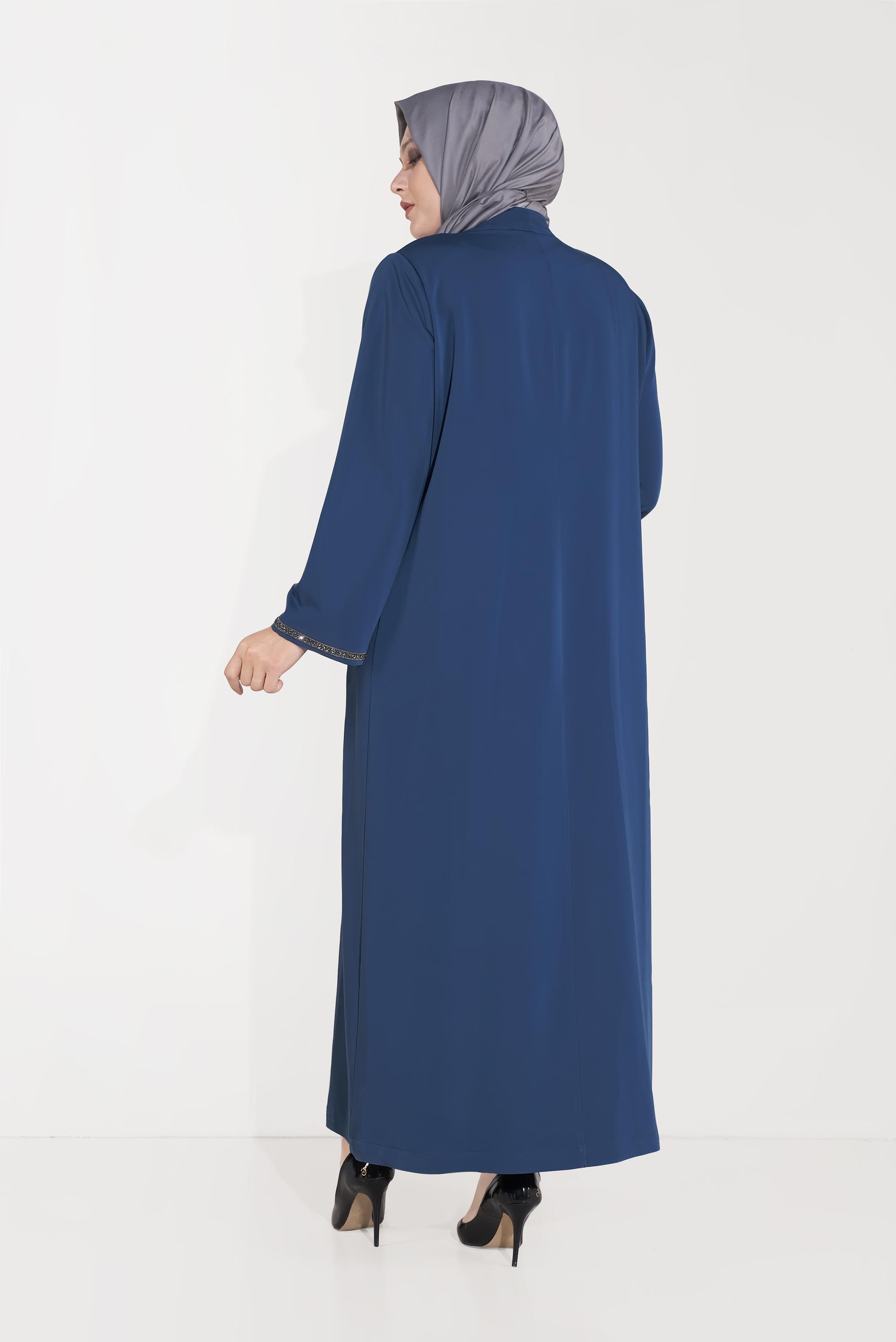 Hijab clothing NAVY BLUE EMBELLISHED TOPCOAT 10250 