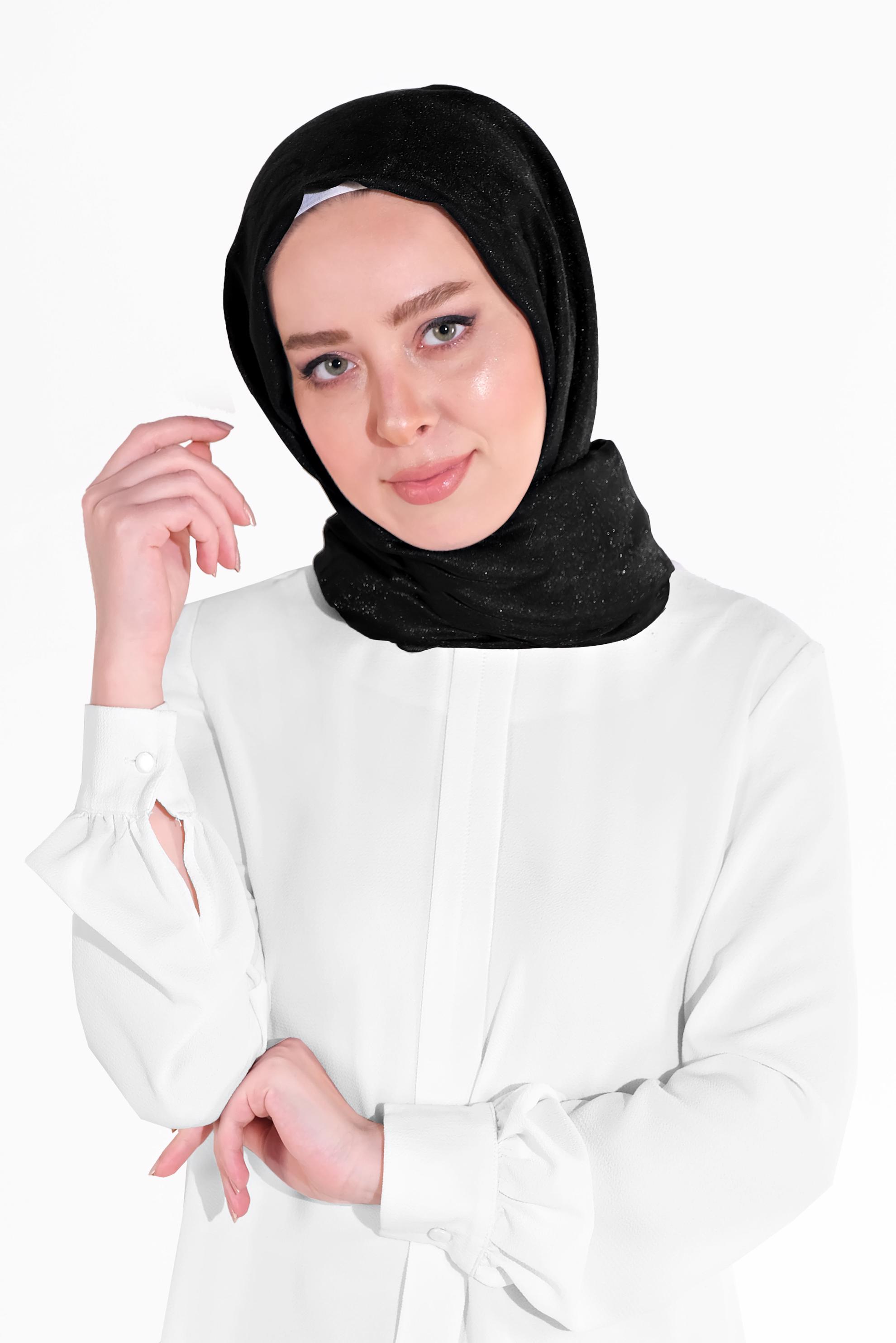 Tesettür giyim SİYAH 8012 ALVİNA JAKARLI DESENLİ ŞAL