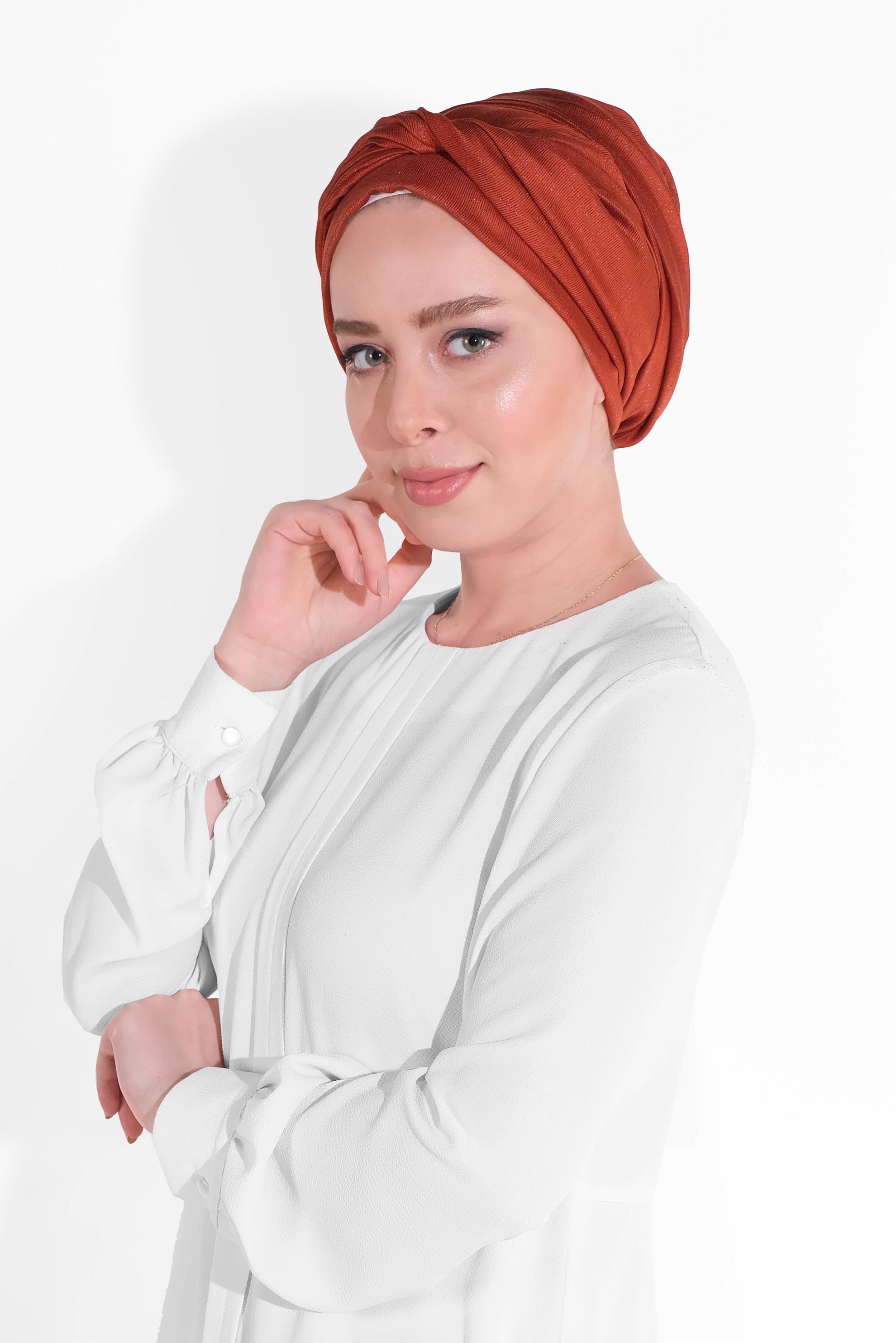 Tesettür giyim TURUNCU 8012 ALVİNA JAKARLI DESENLİ ŞAL