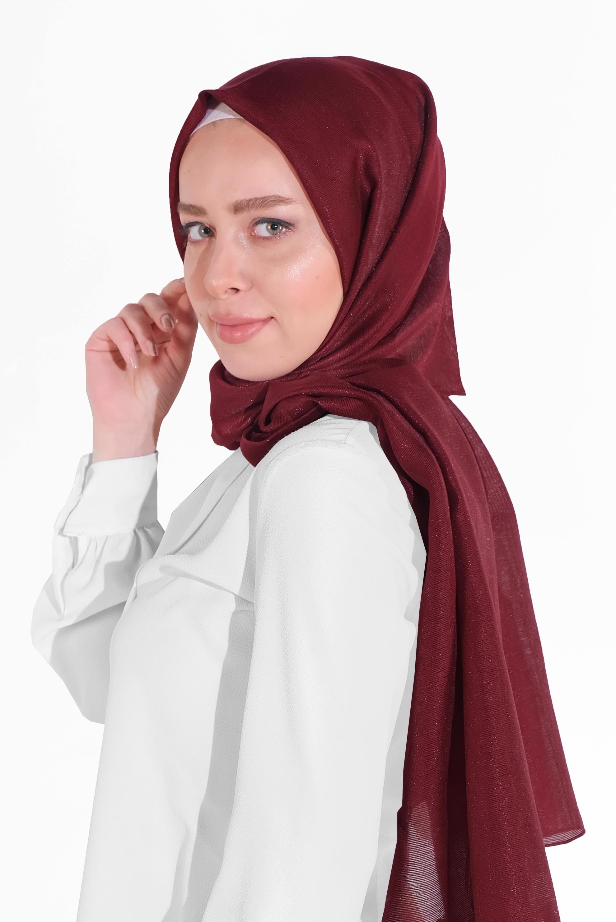 Tesettür giyim BORDO 8012 ALVİNA JAKARLI DESENLİ ŞAL