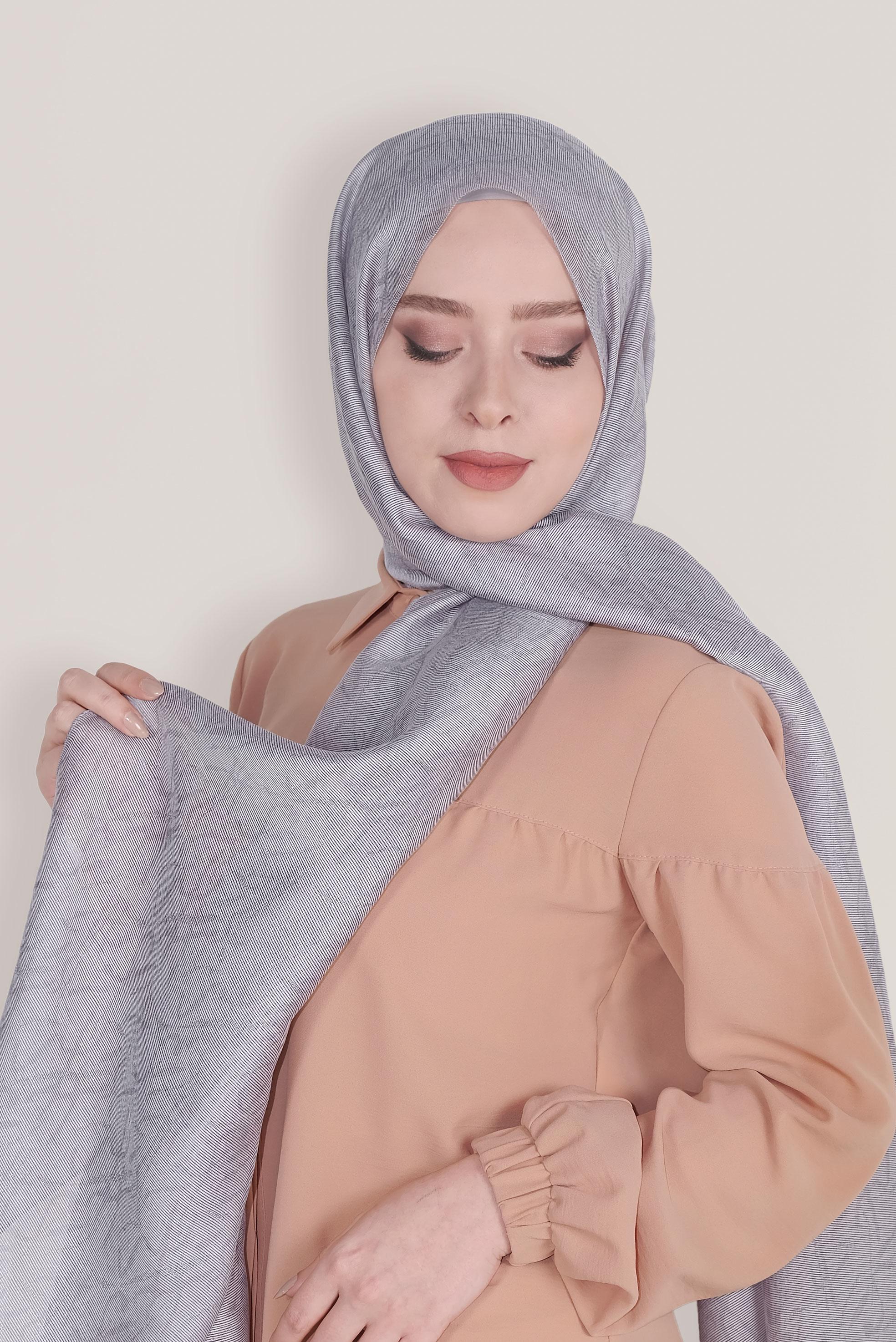 Tesettür giyim GÜMÜŞ 8012 ALVİNA JAKARLI DESENLİ ŞAL