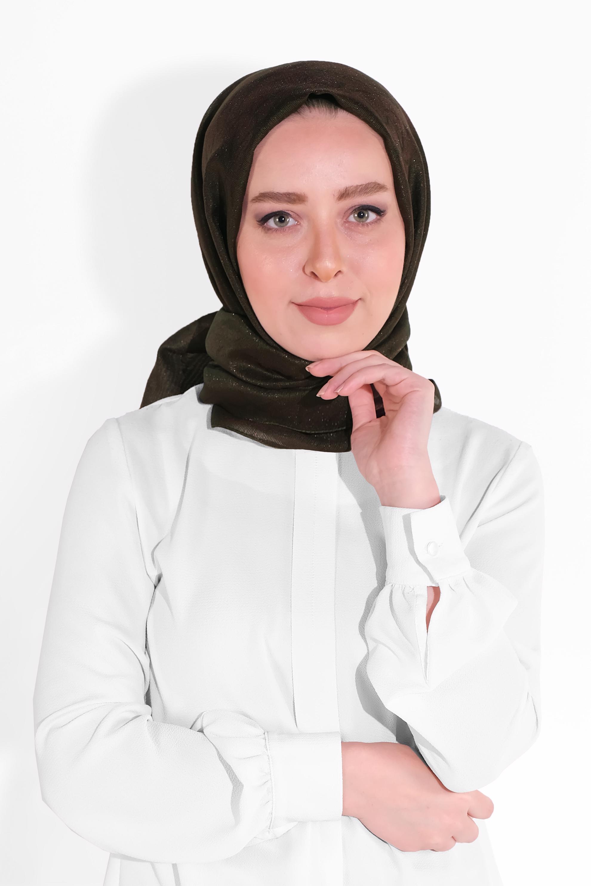 Tesettür giyim HAKİ 8012 ALVİNA JAKARLI DESENLİ ŞAL